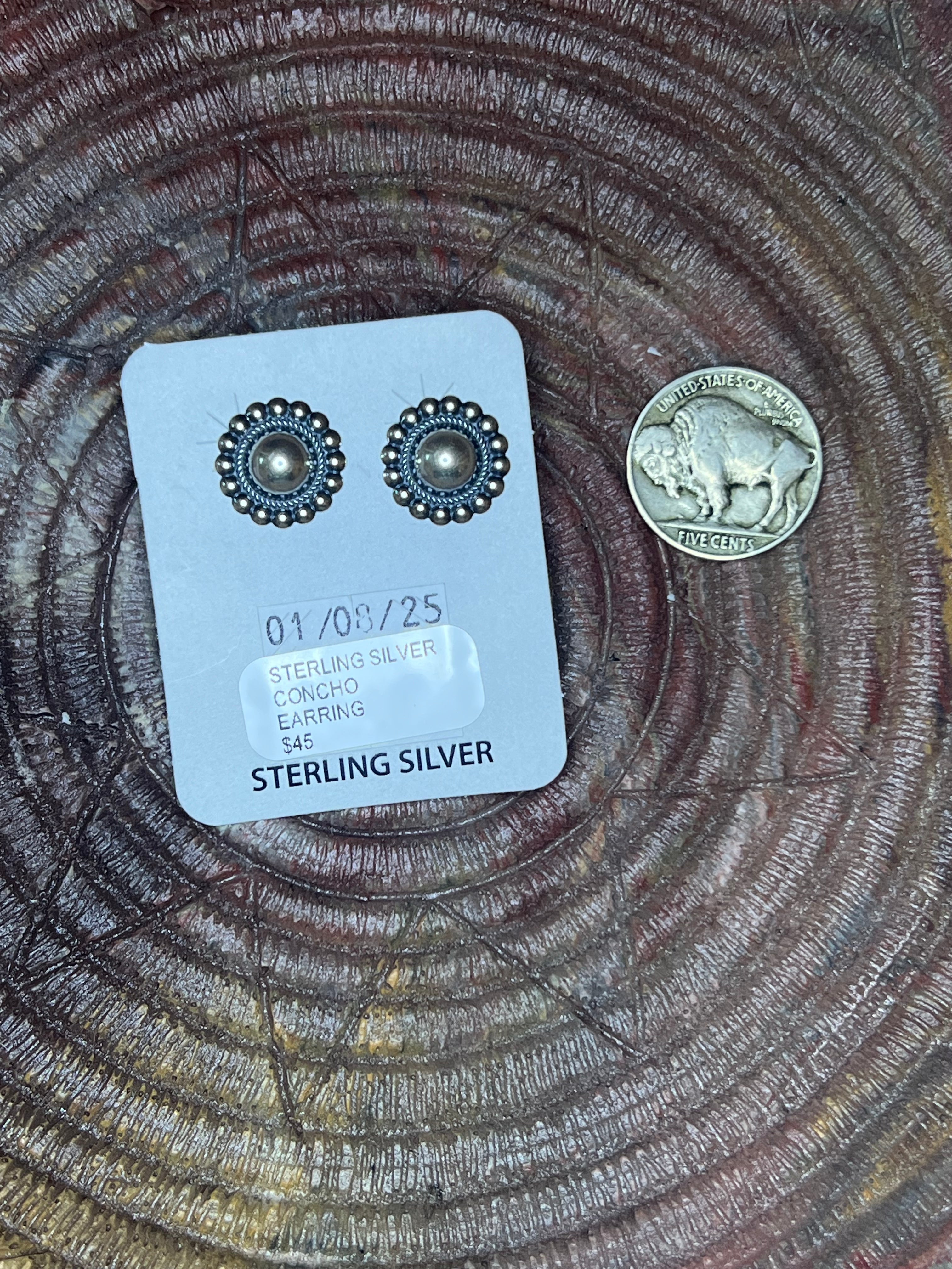 Round Sterling Silver Concho Studs