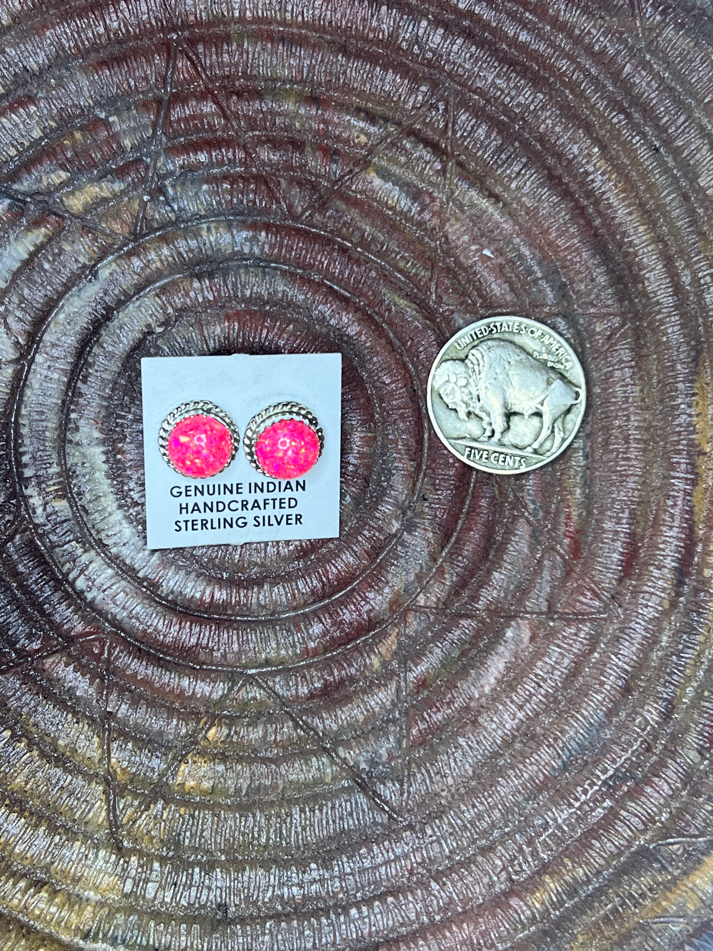 Hot Pink Opal Studs