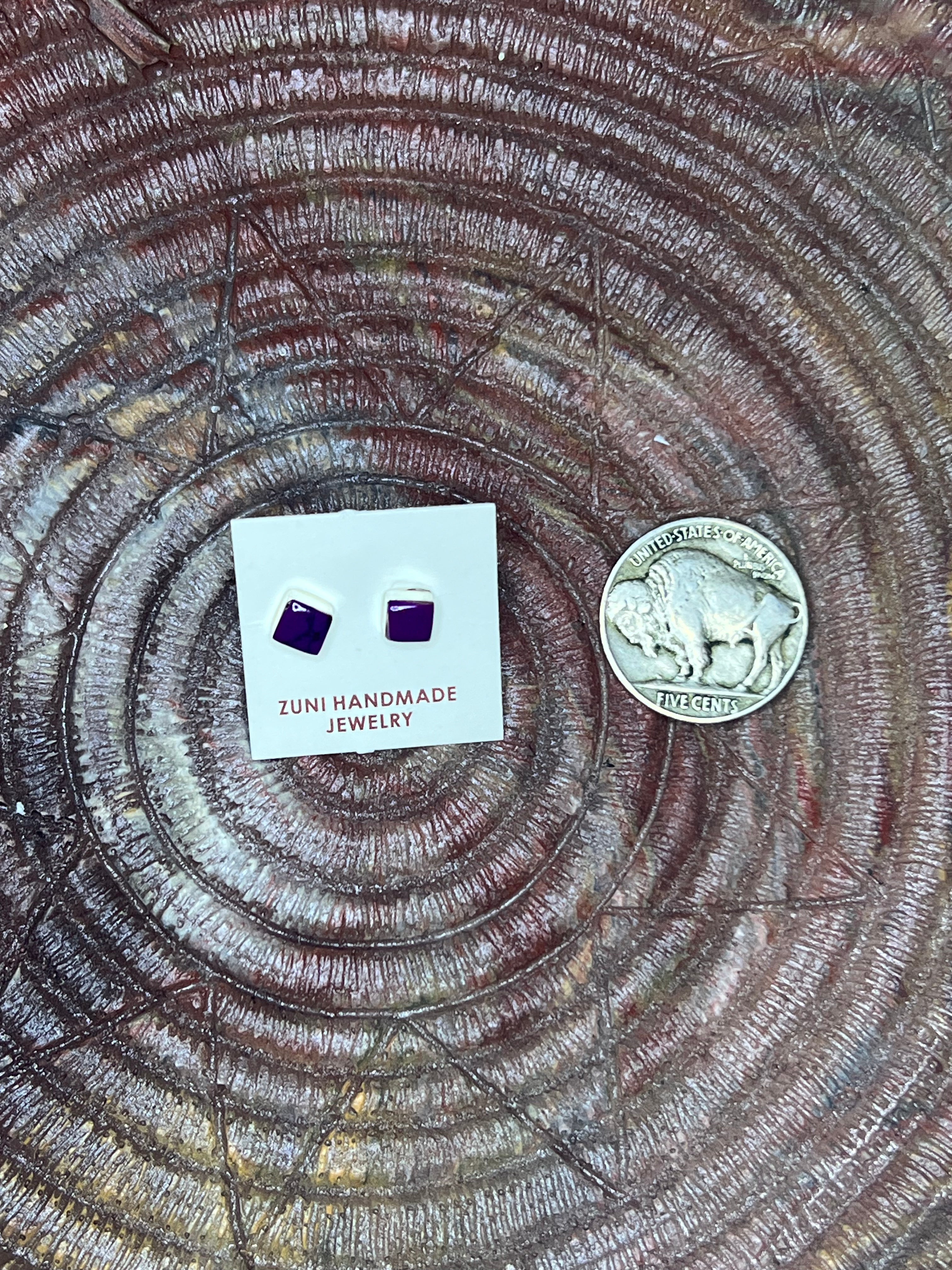 Purple Spiny Square Studs