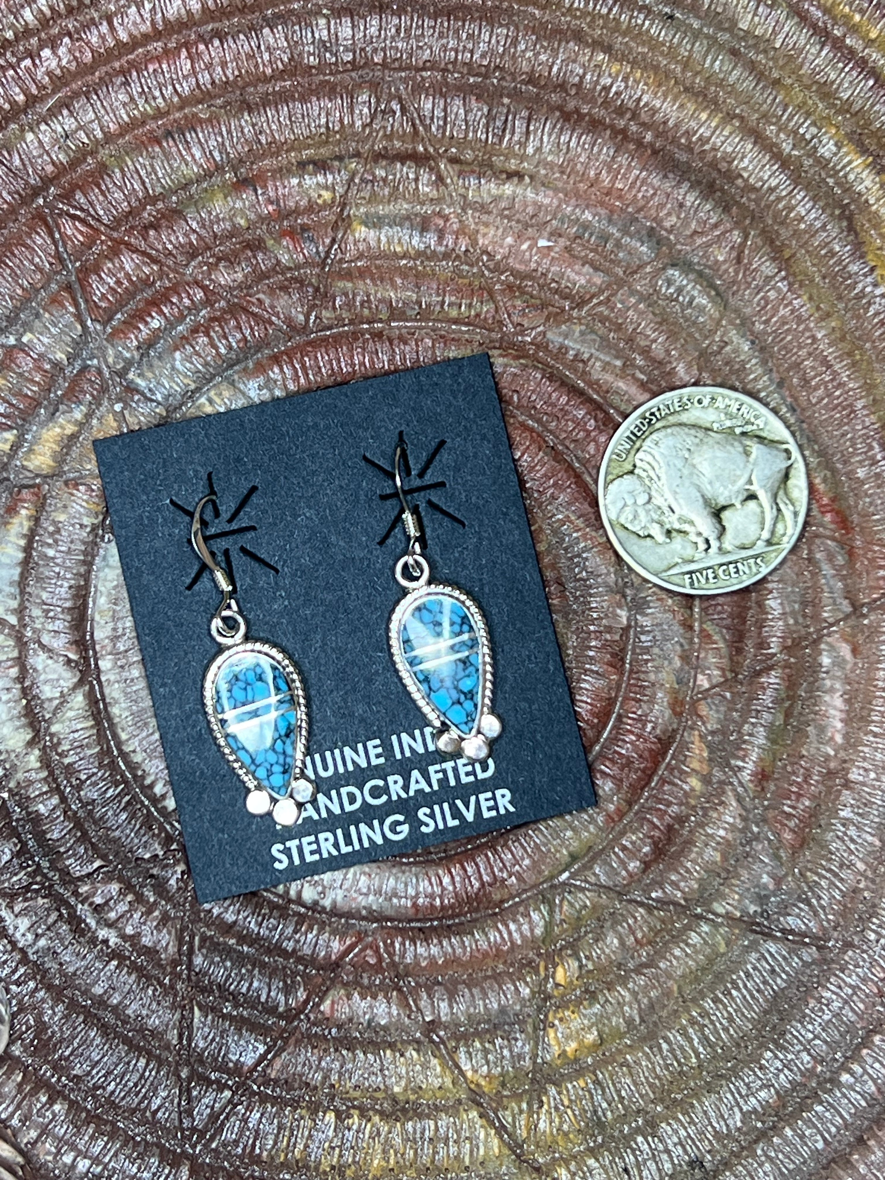 Webbed Kingman Dangle Earrings