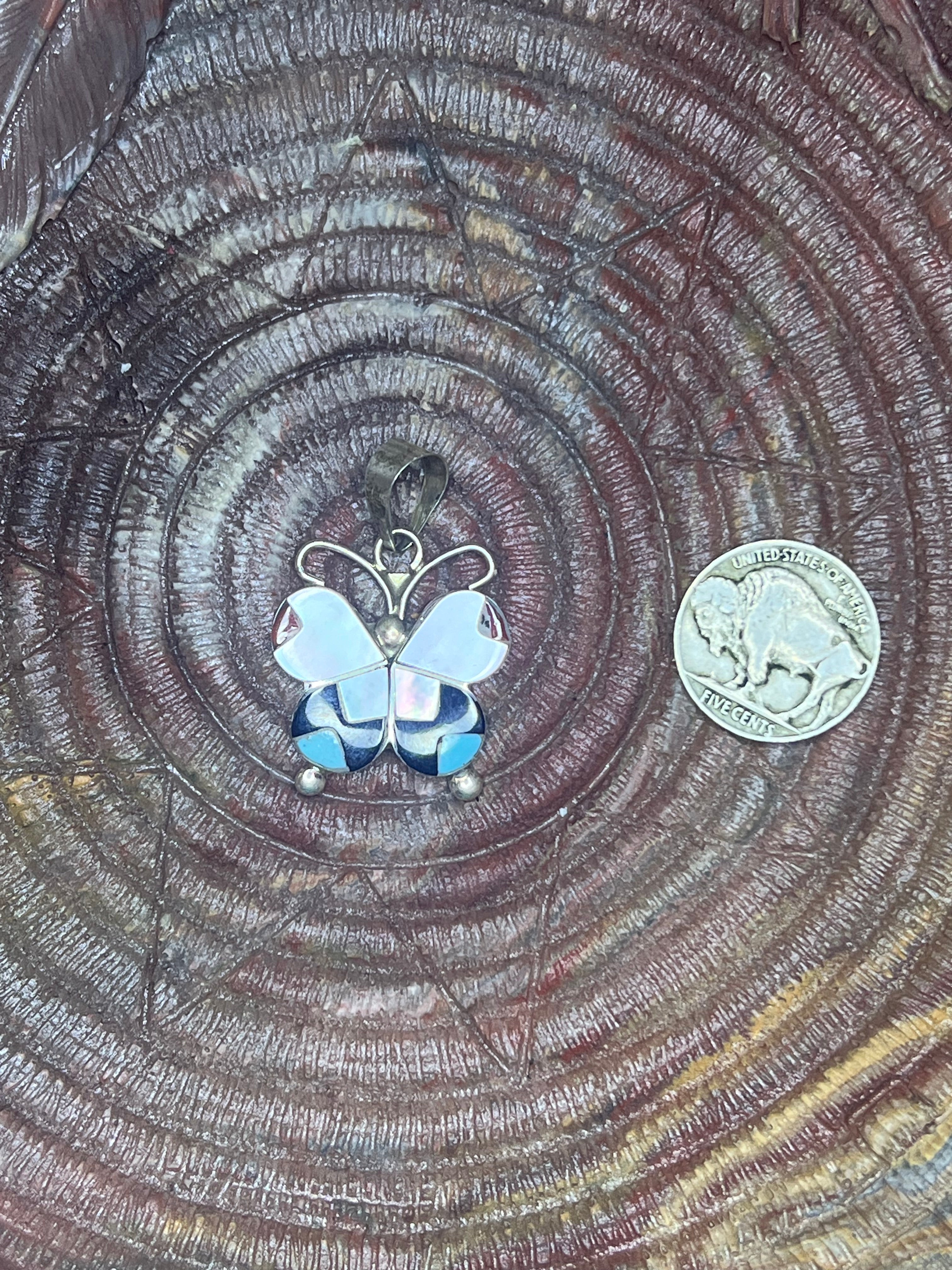 Zuni Inlay Butterfly Pendant