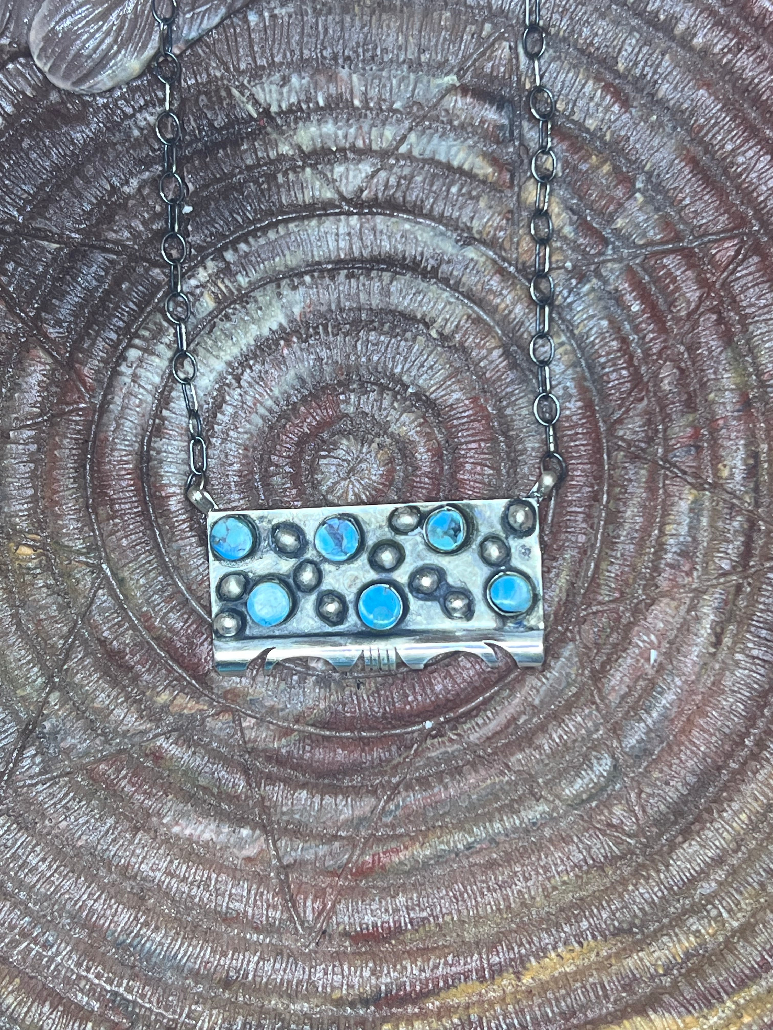 Turquoise Dot Bar Necklace