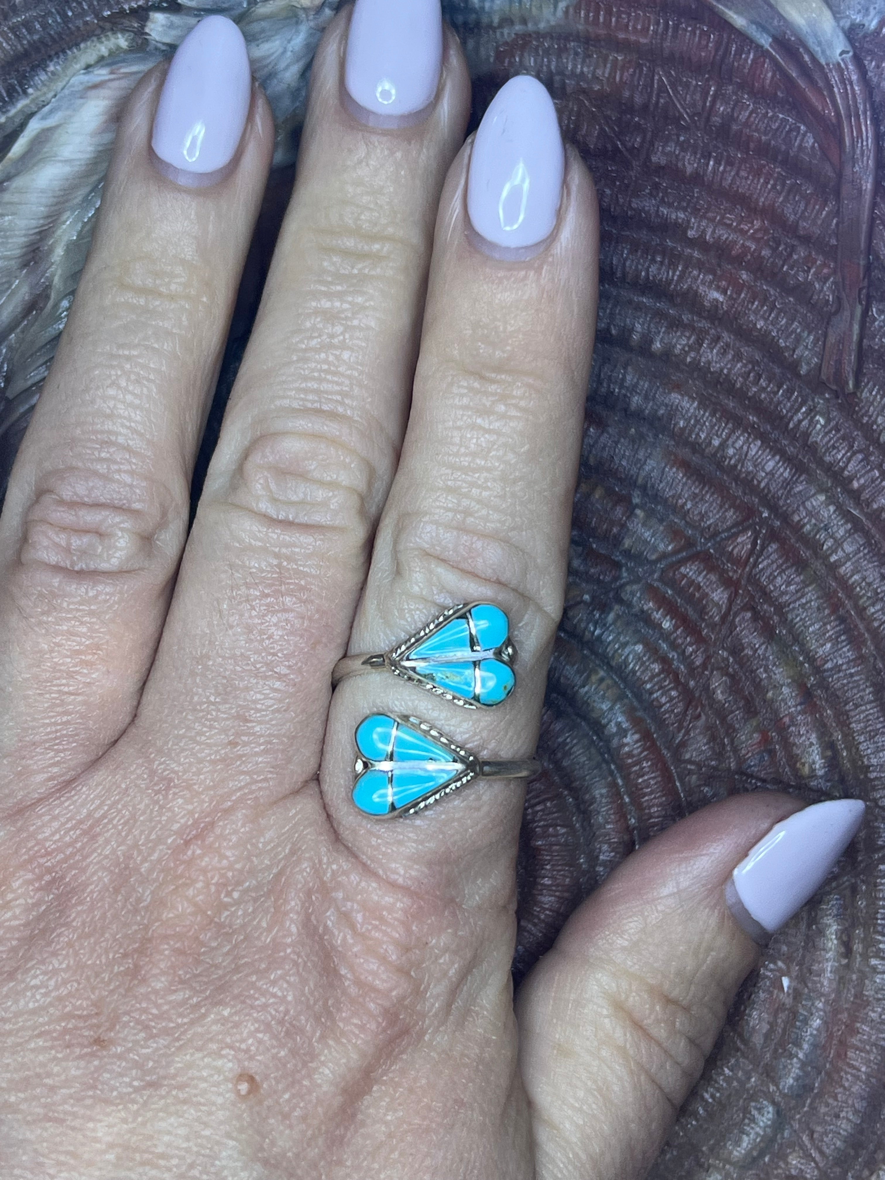 Turquoise Heart Bypass Ring