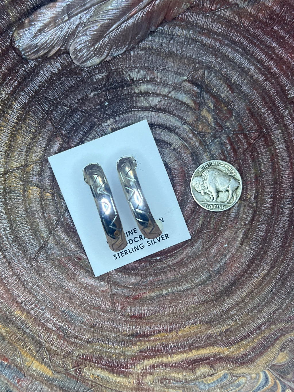 Etched Silver Hoops