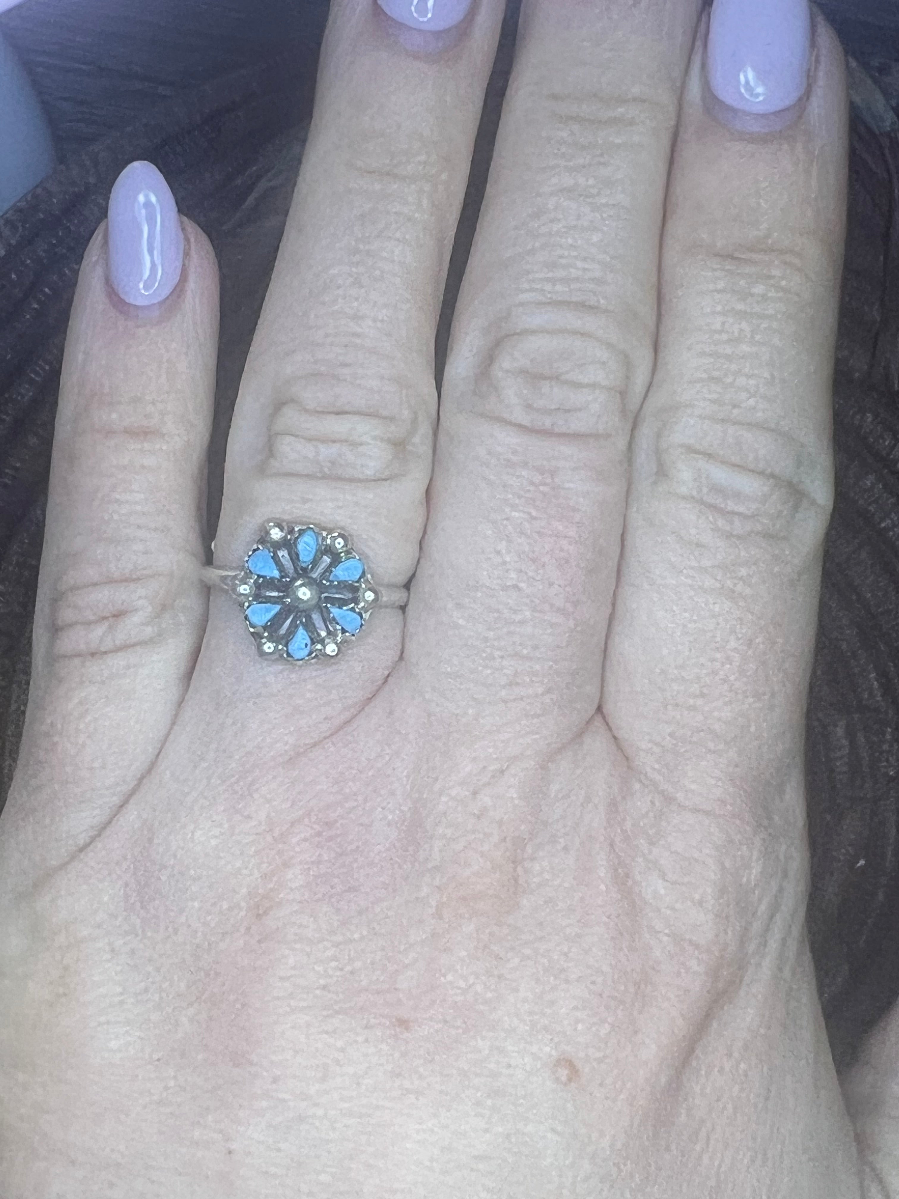 Turquoise Flower Cluster Ring