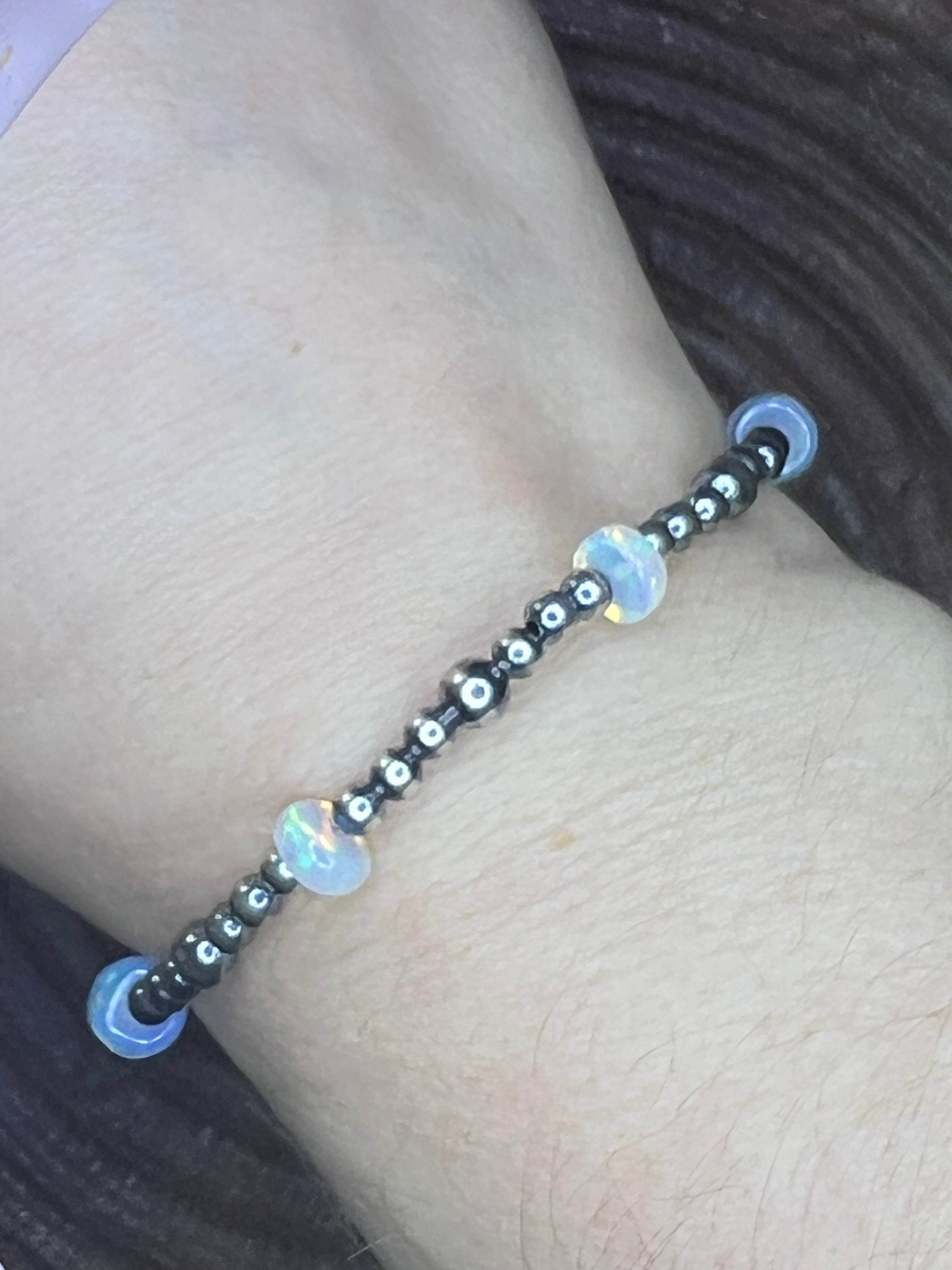 Opal and Sterling Pearl Bracelet