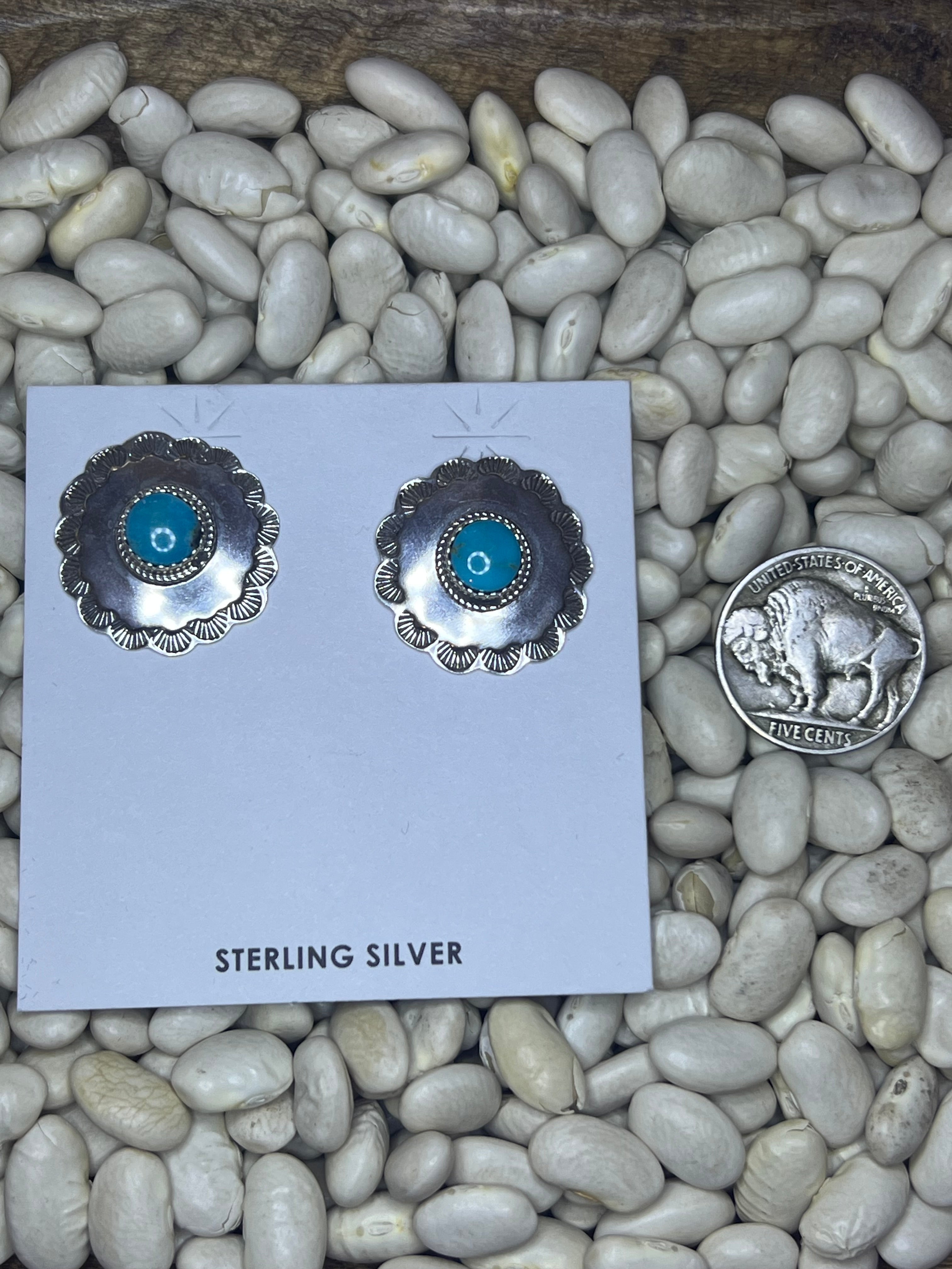 Round Concho Turquoise Studs