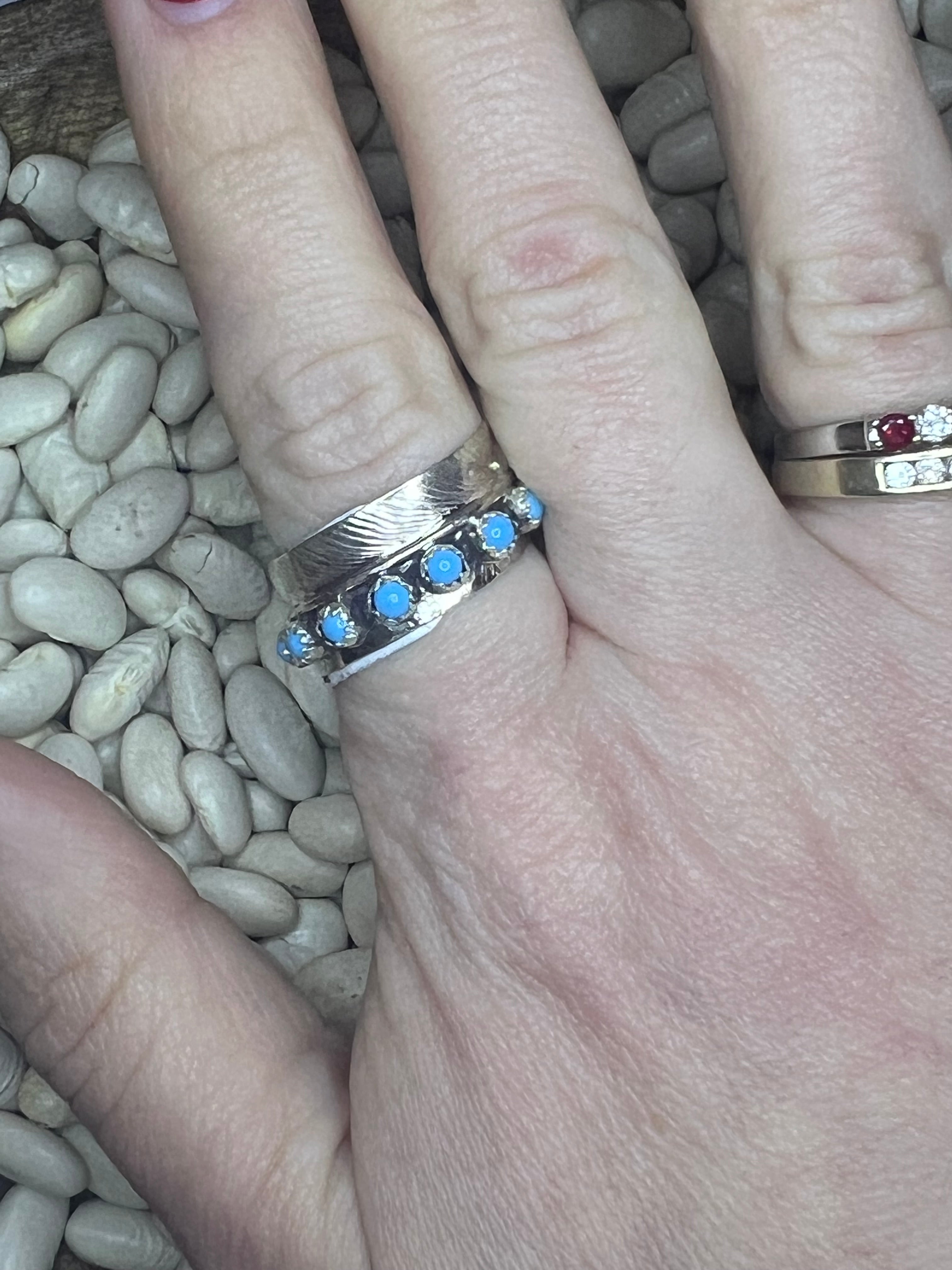 Turquoise Feather Ring