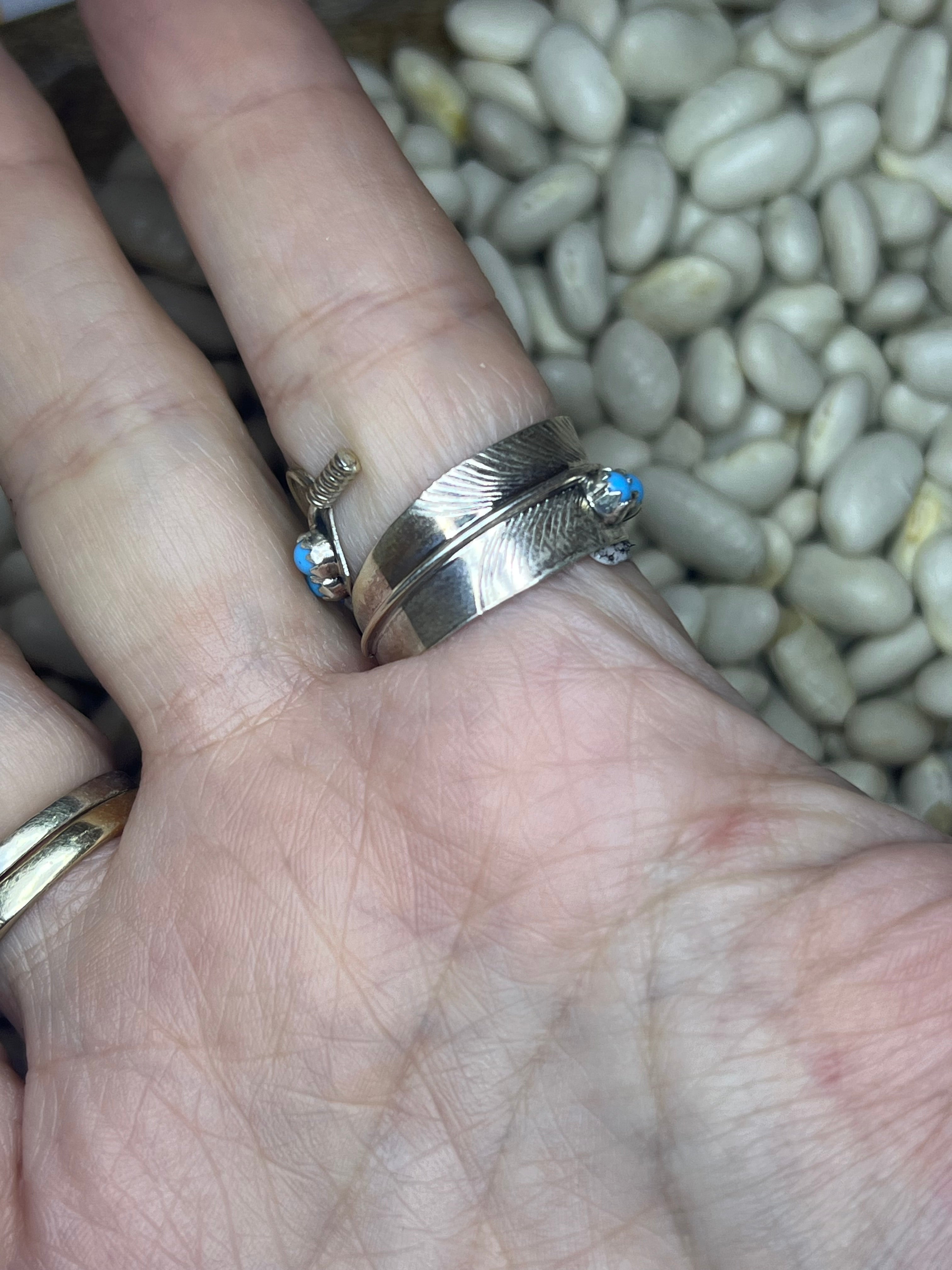 Turquoise Feather Ring