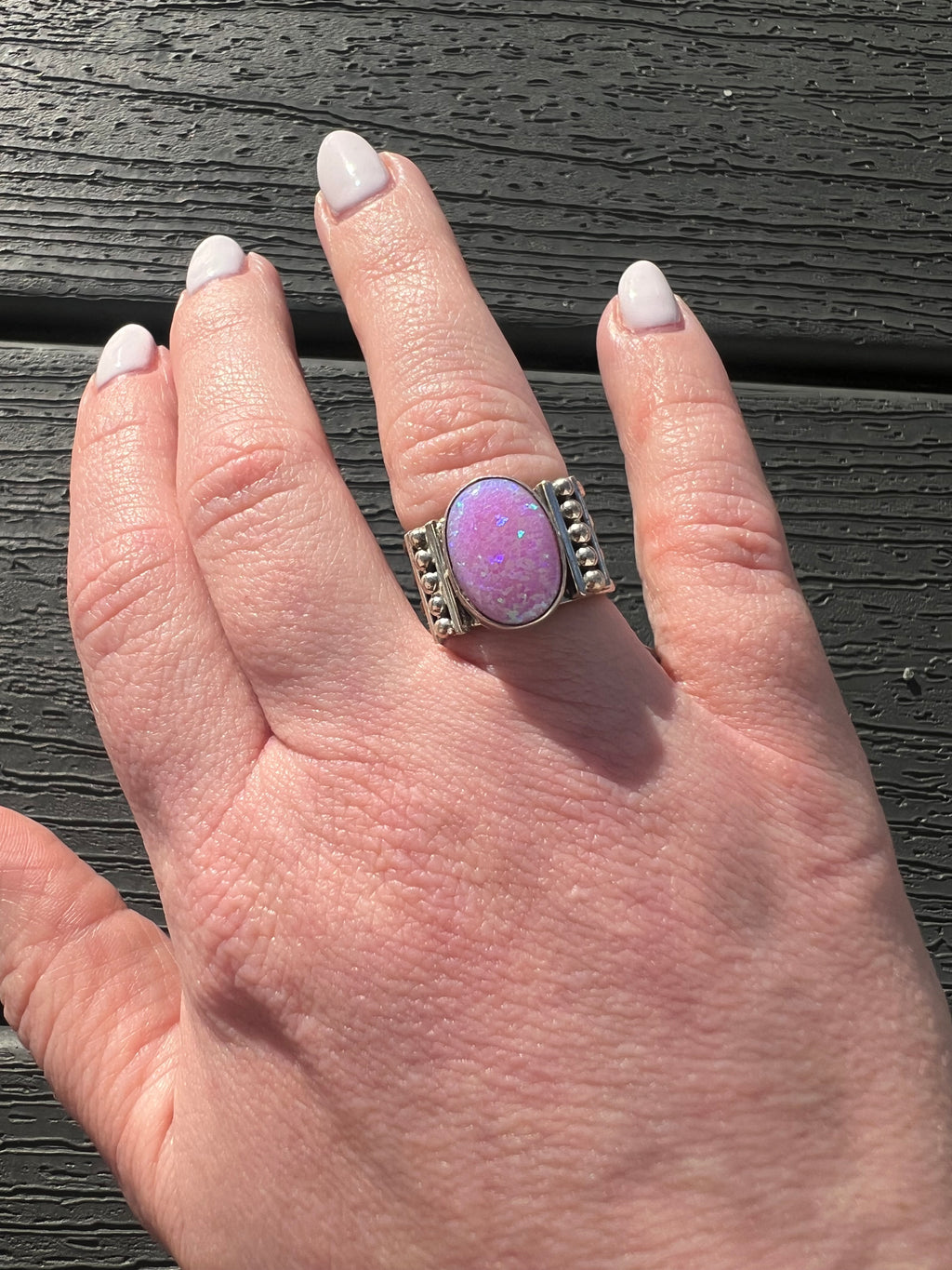 Lavender Opal Wide Band Ring