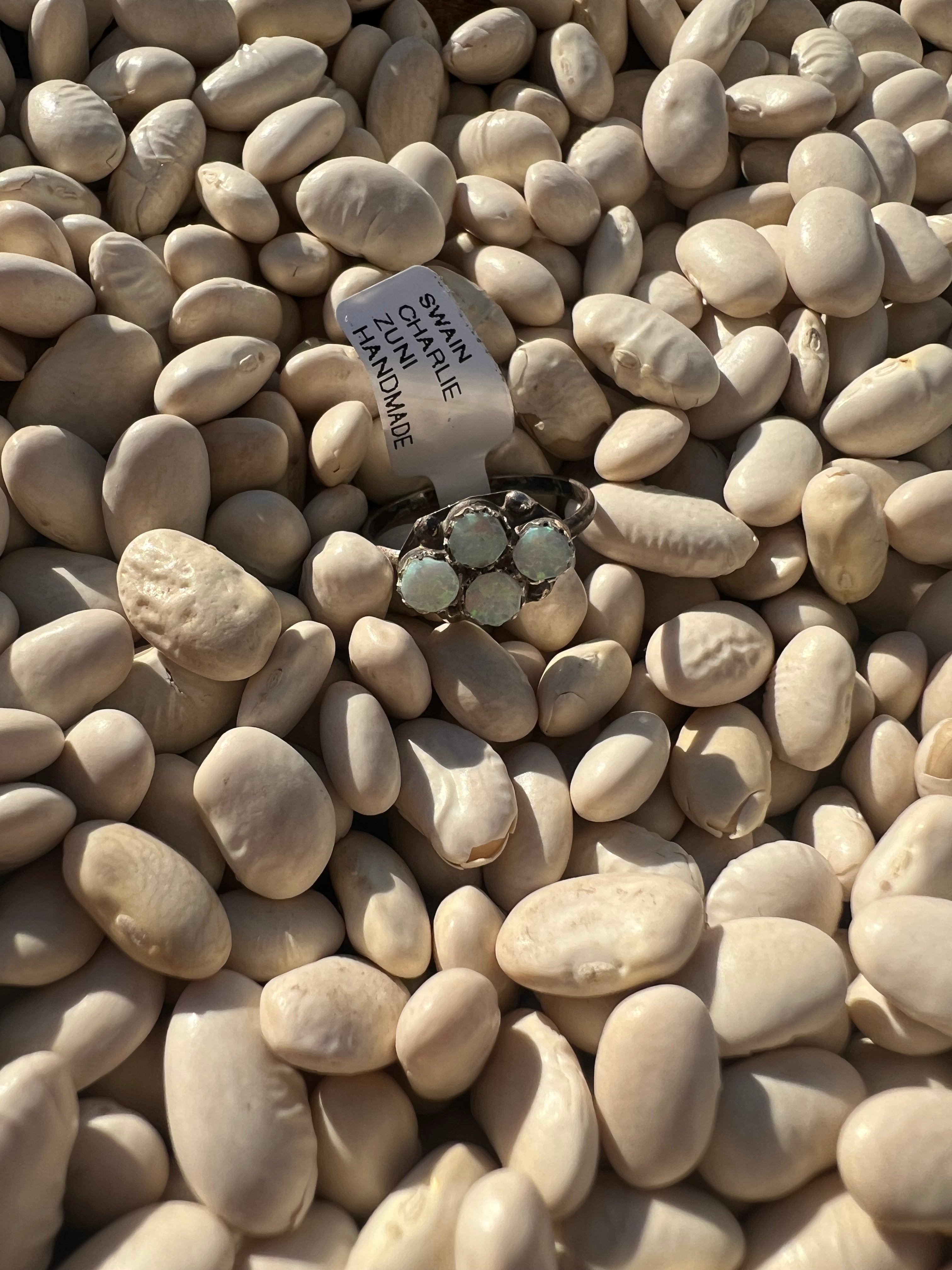 4 Dot White Opal Ring