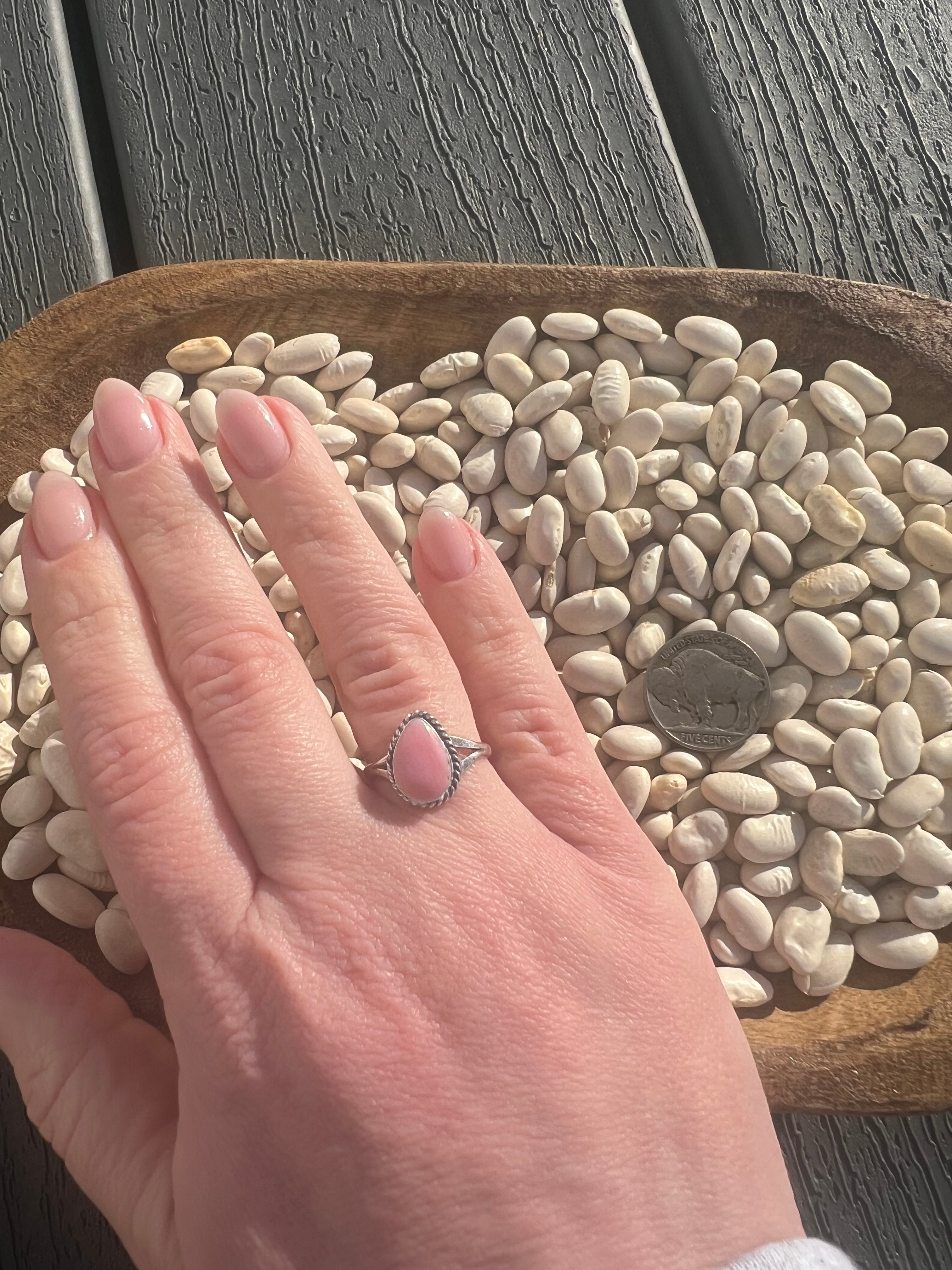 Pink Conch Teardrop Ring