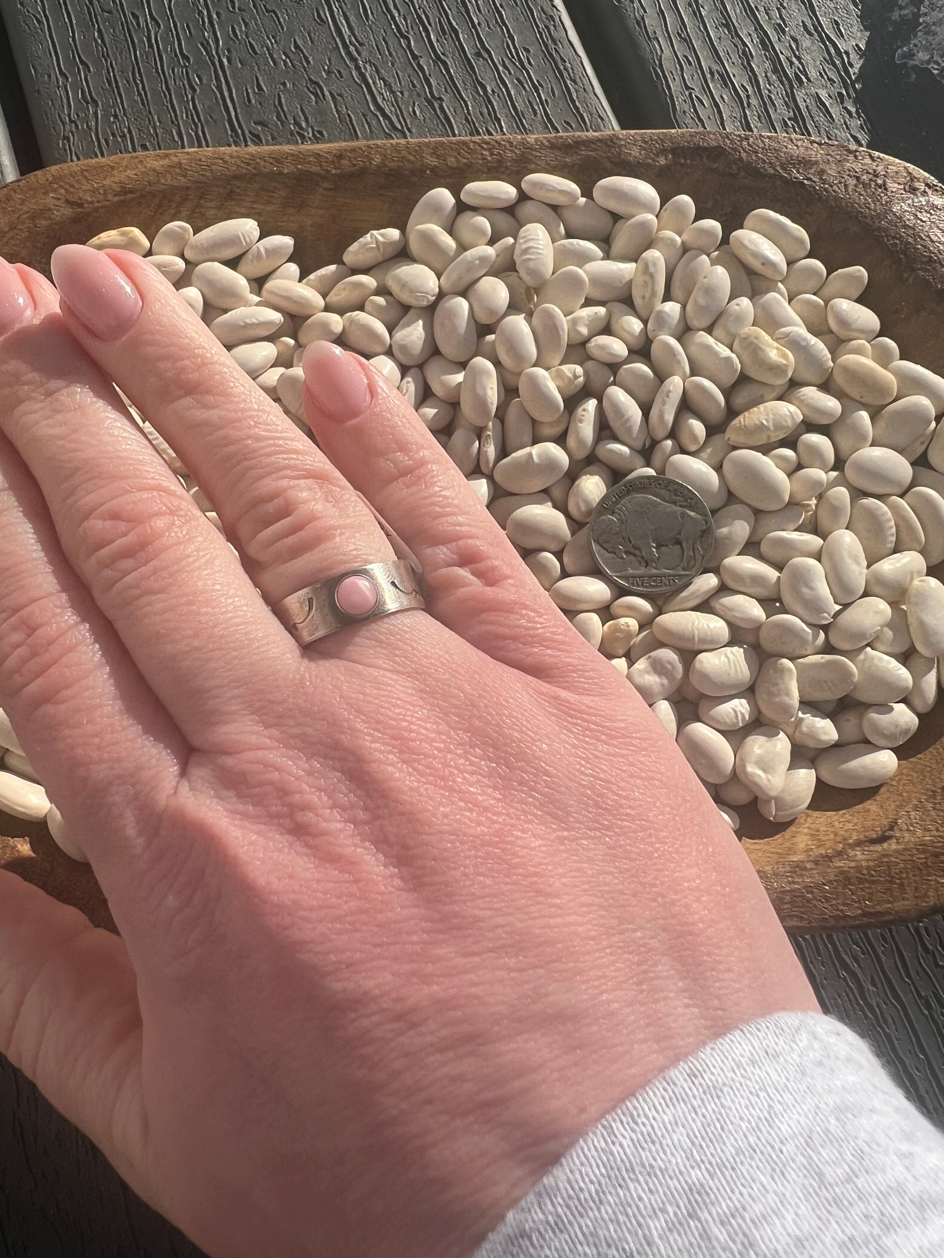 Pink Conch Stamped Band Ring