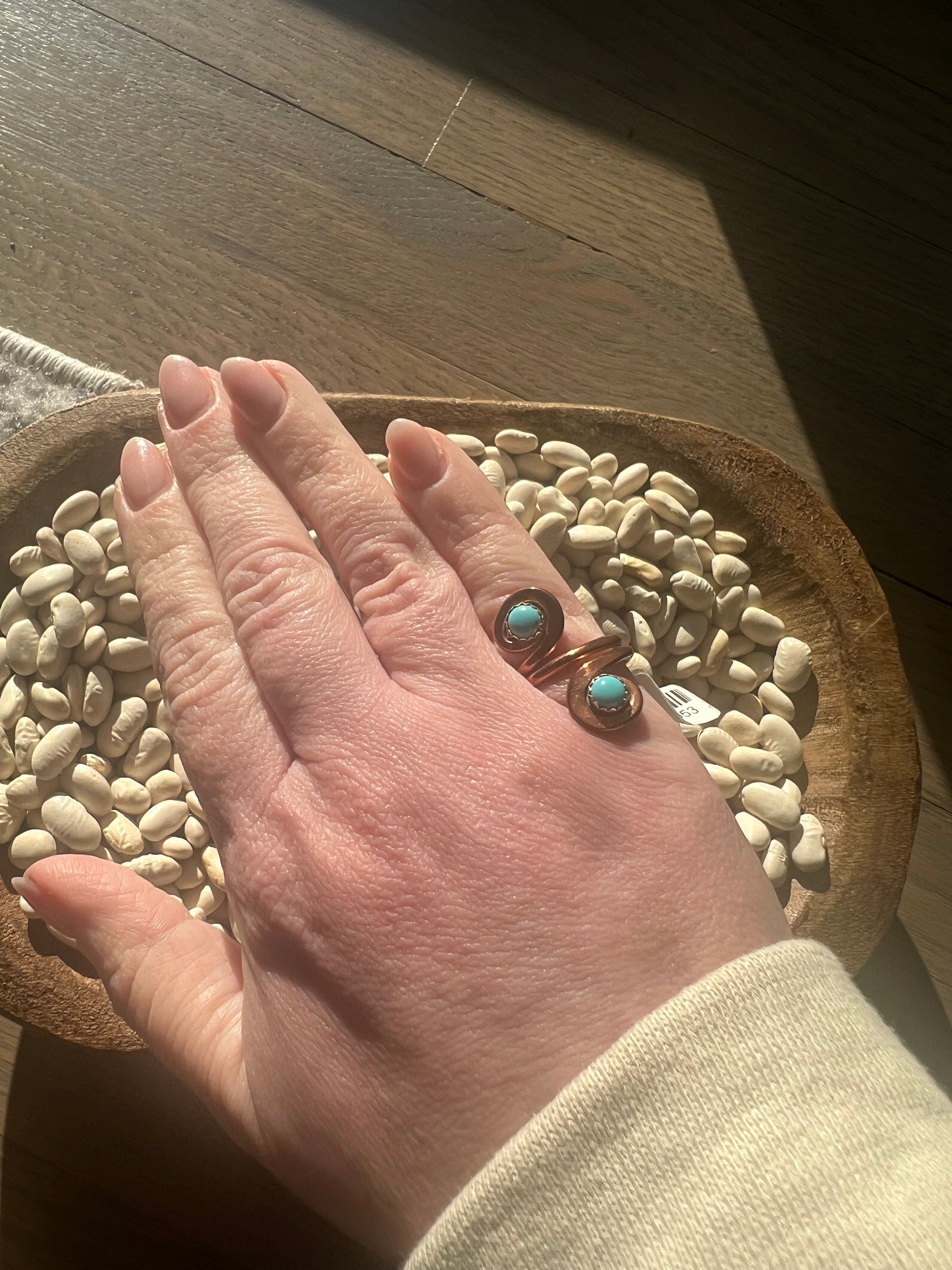 Copper and Turquoise Swirl Ring