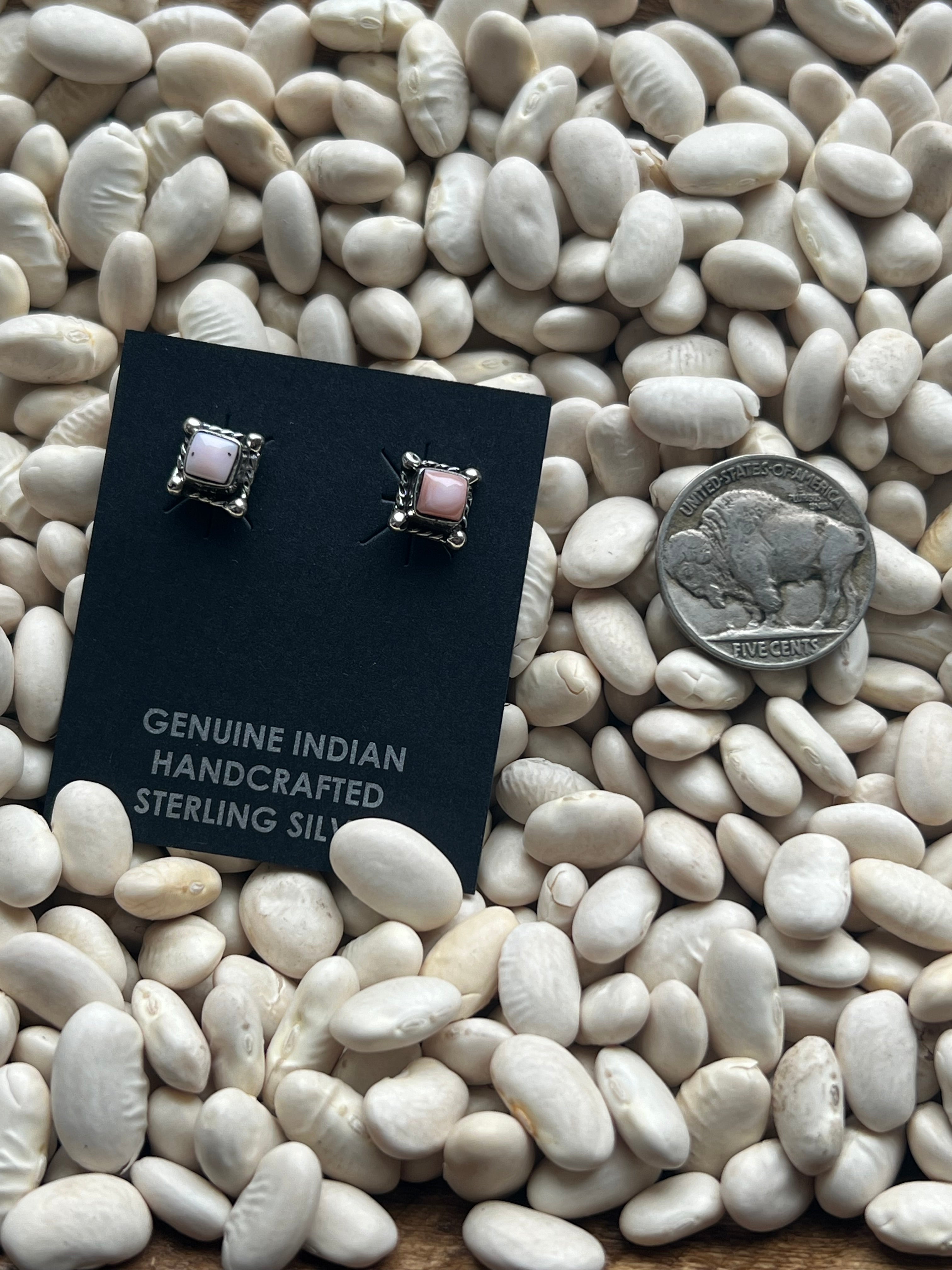 Pink Conch Square Studs