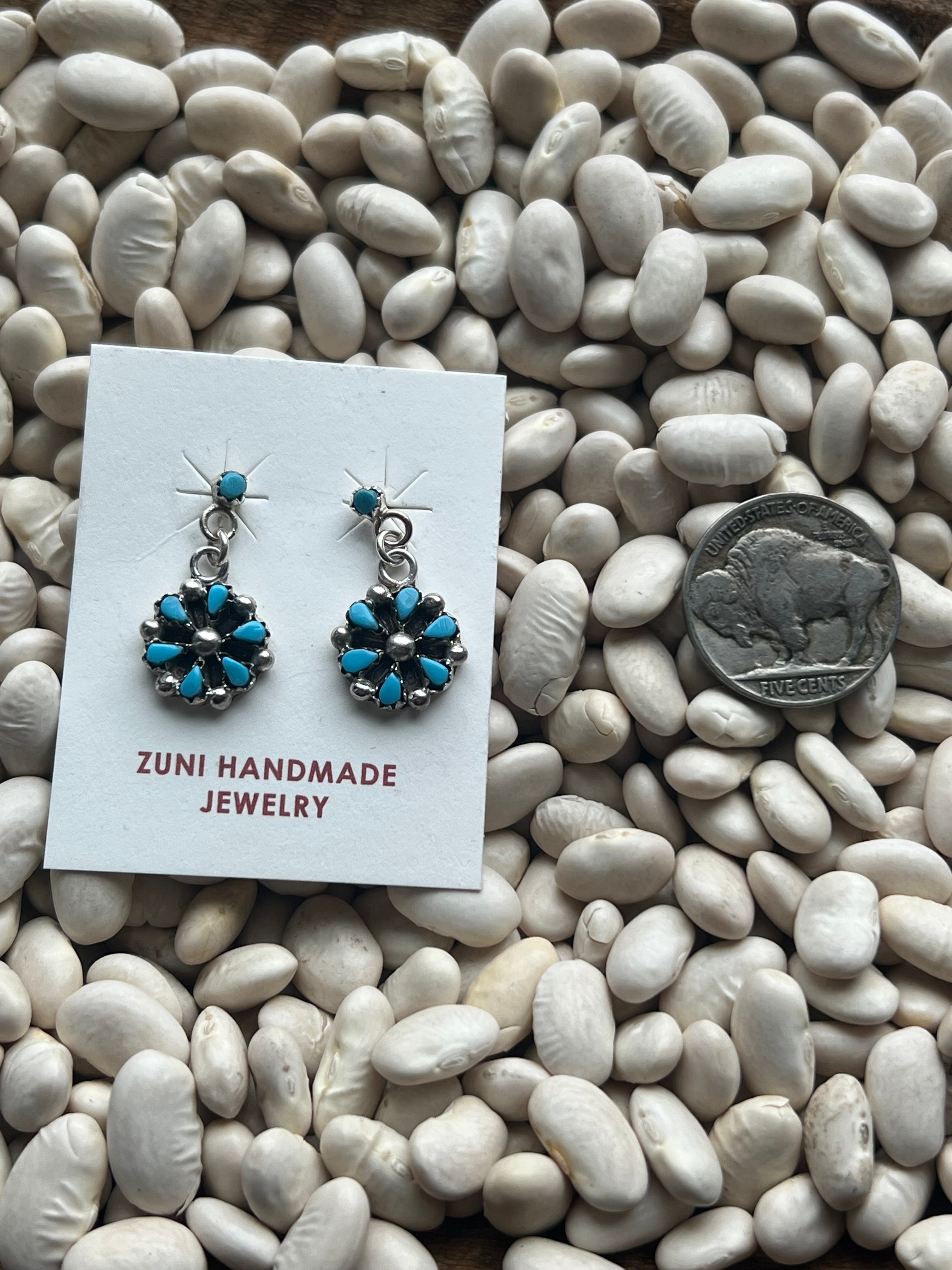Mini Turquoise Cluster Post Back Earrings