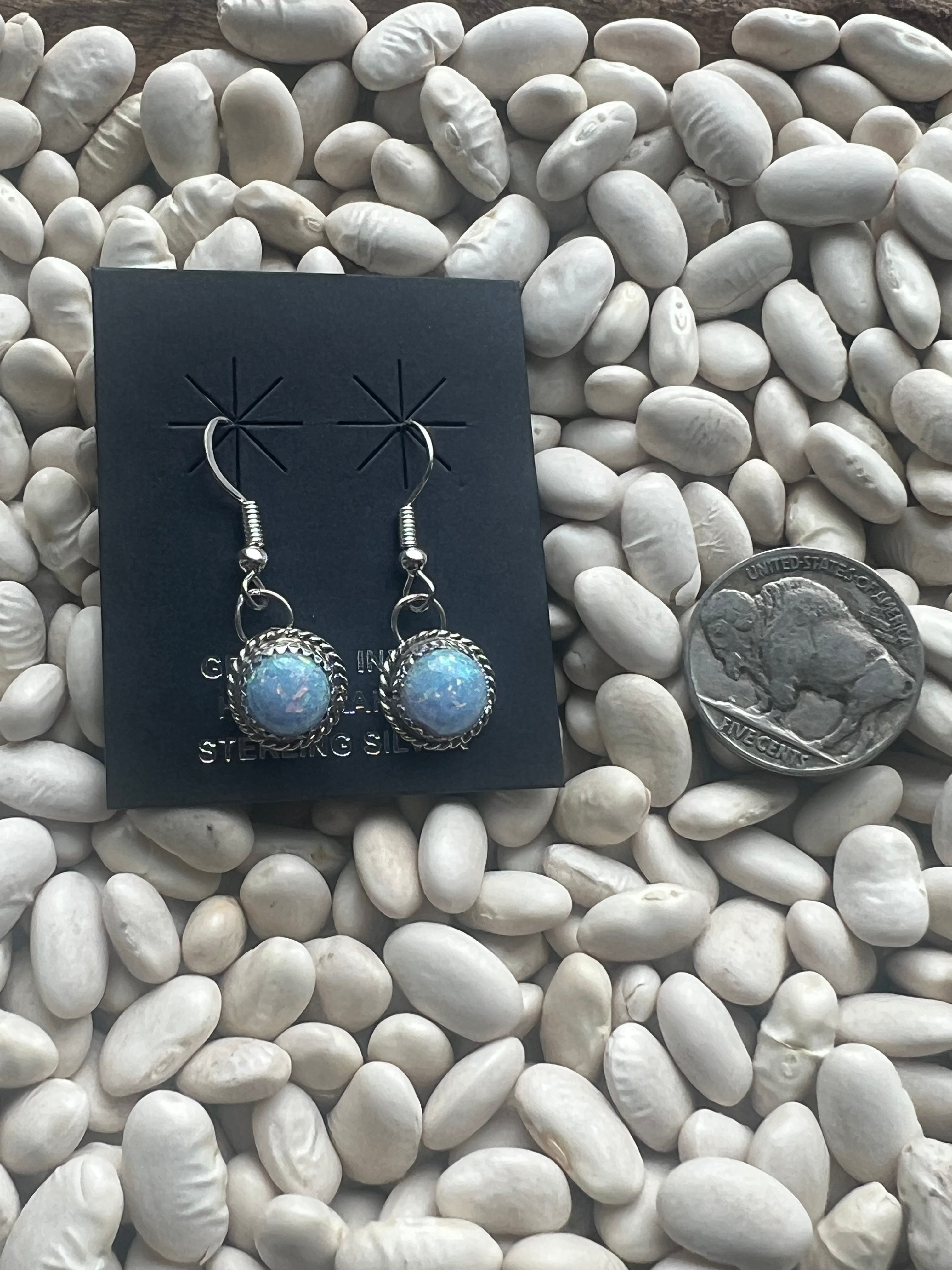 Opal Round Dangle Earrings
