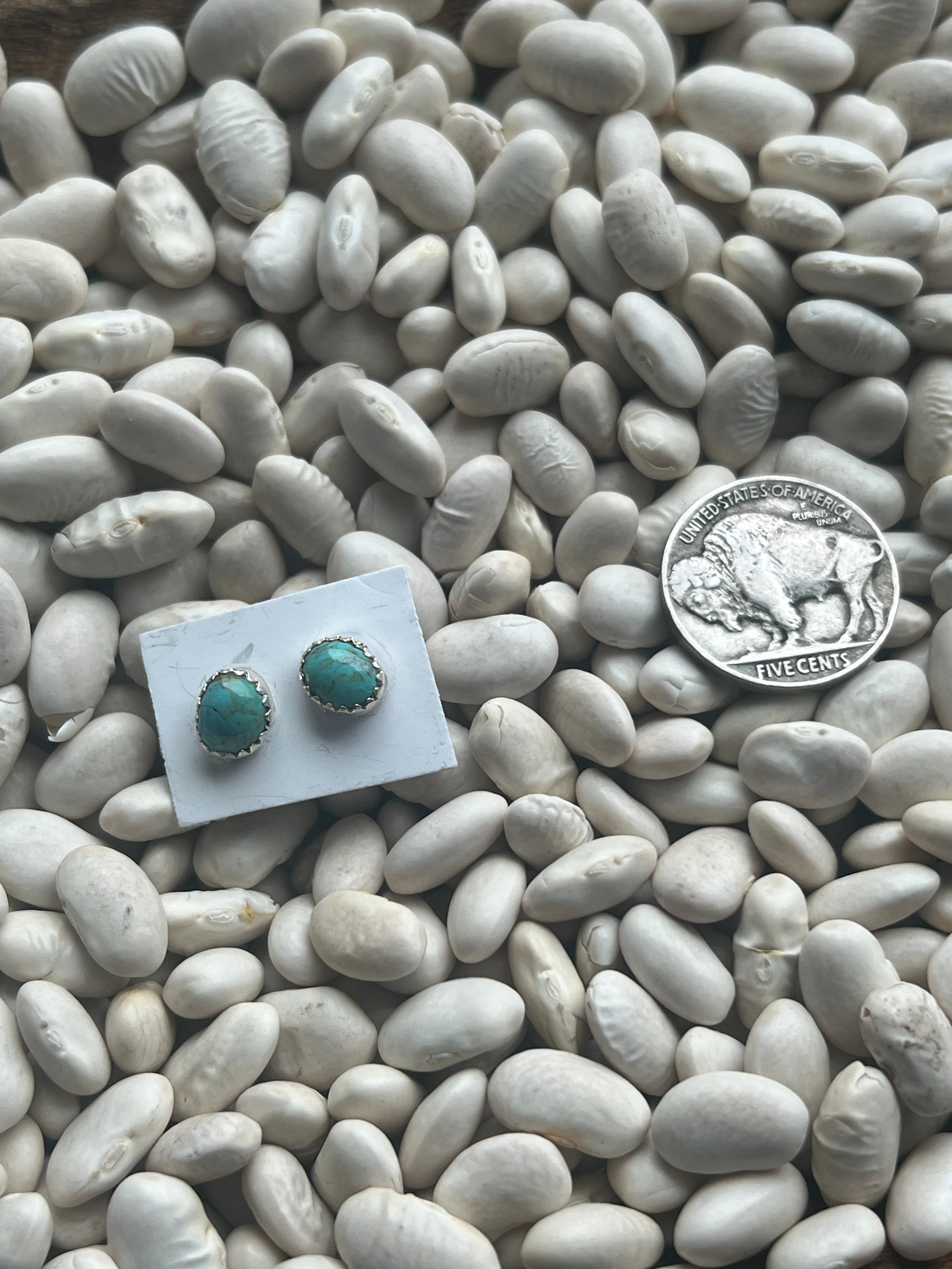 Green Turquoise Oval Studs