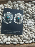 Turquoise And Silver Concho Earrings