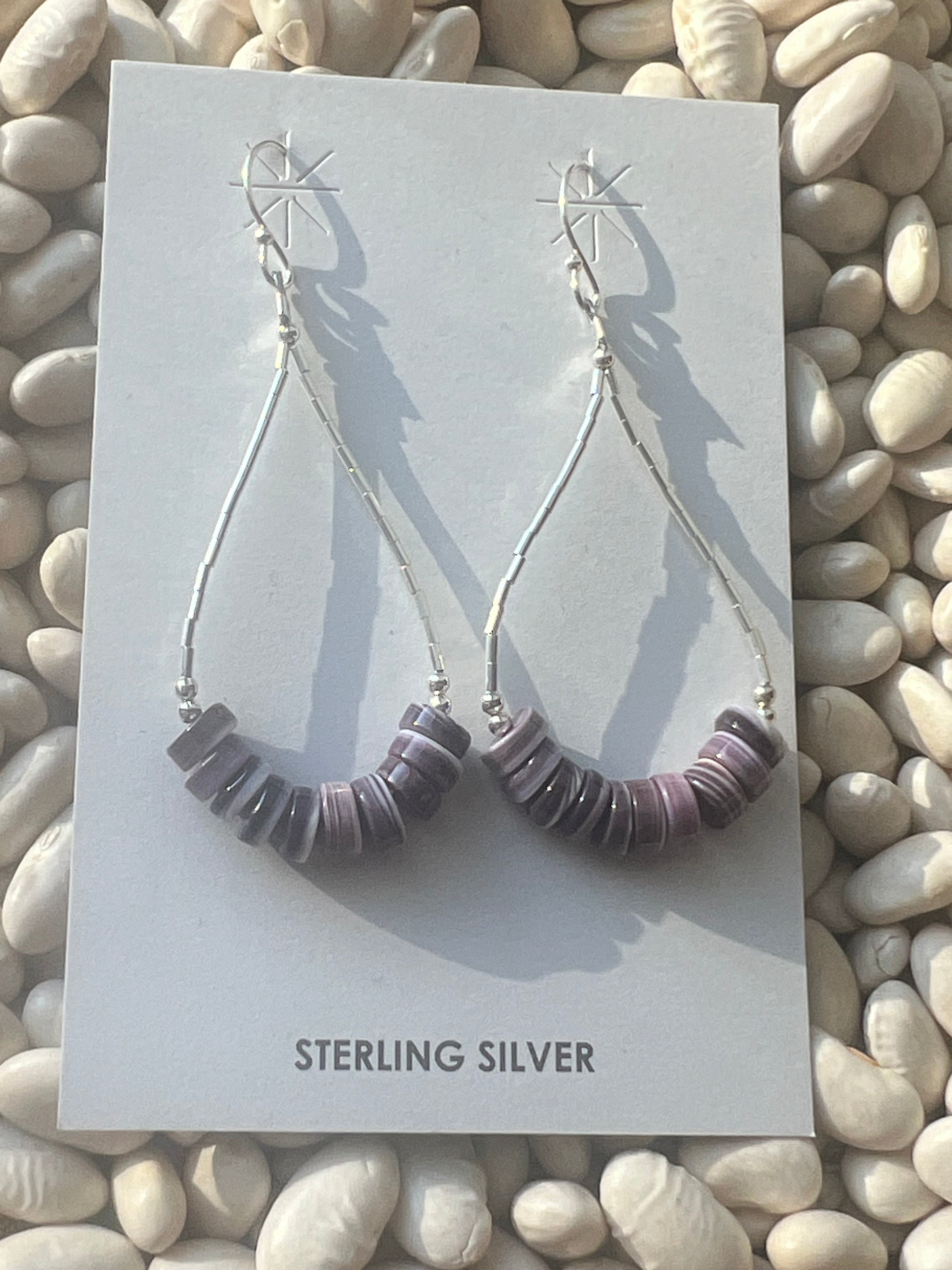 Wampum and Liquid Silver Dangle Earrings