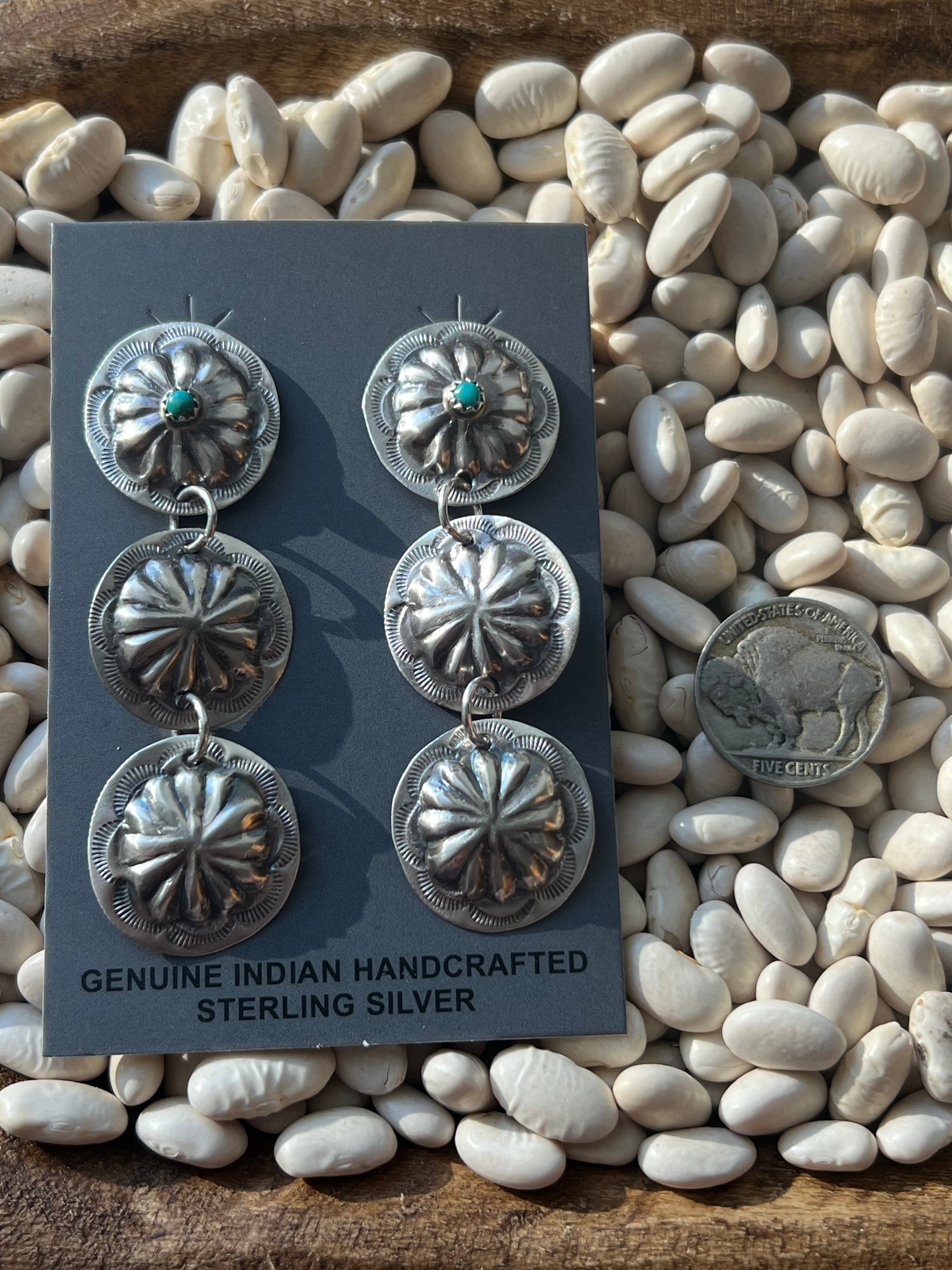 Triple Concho Post Back Earrings