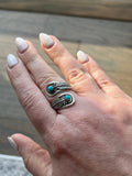 Turquoise Feather Wrap Ring