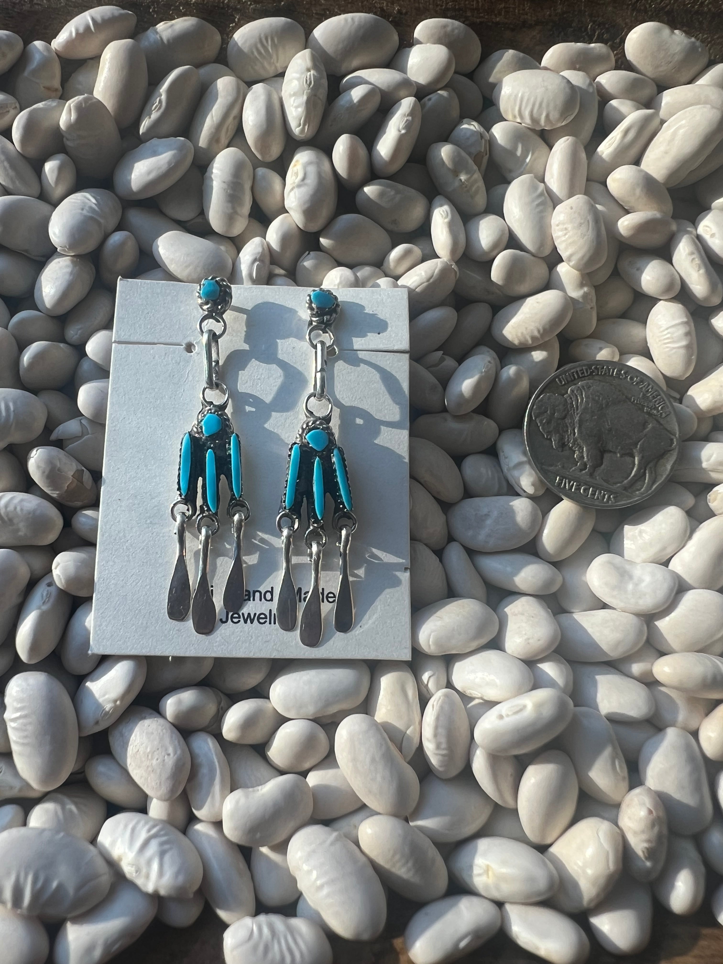 Turquoise Post Back Dangle Earrings