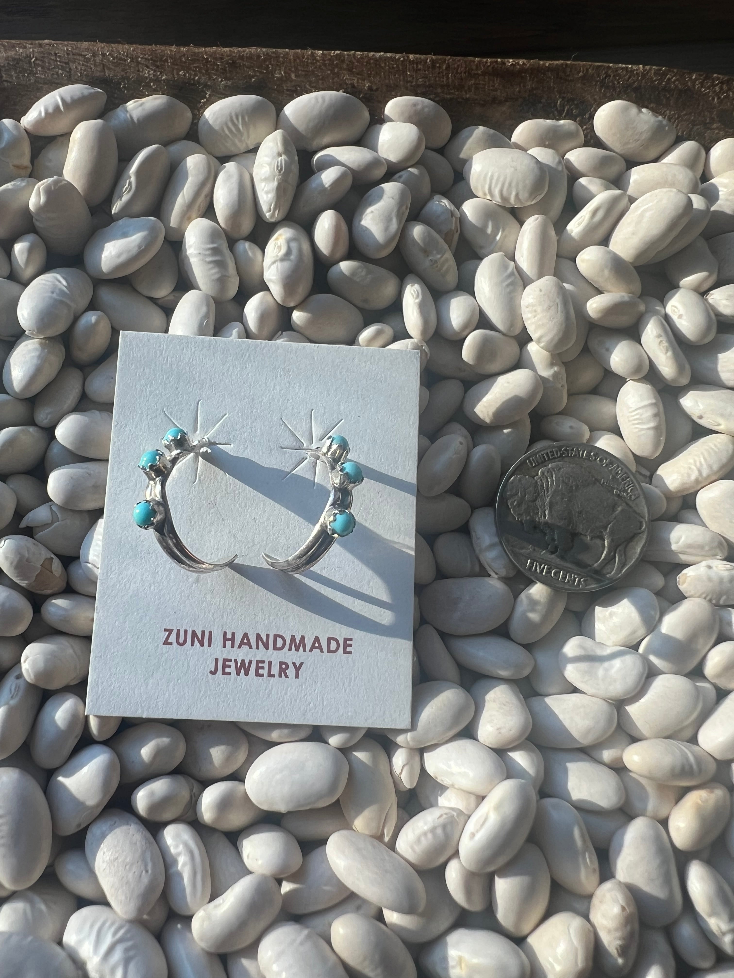 Triple Dot Turquoise Small Hoops