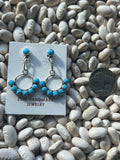 Turquoise Circle Drop Post Back Dangle Earrings