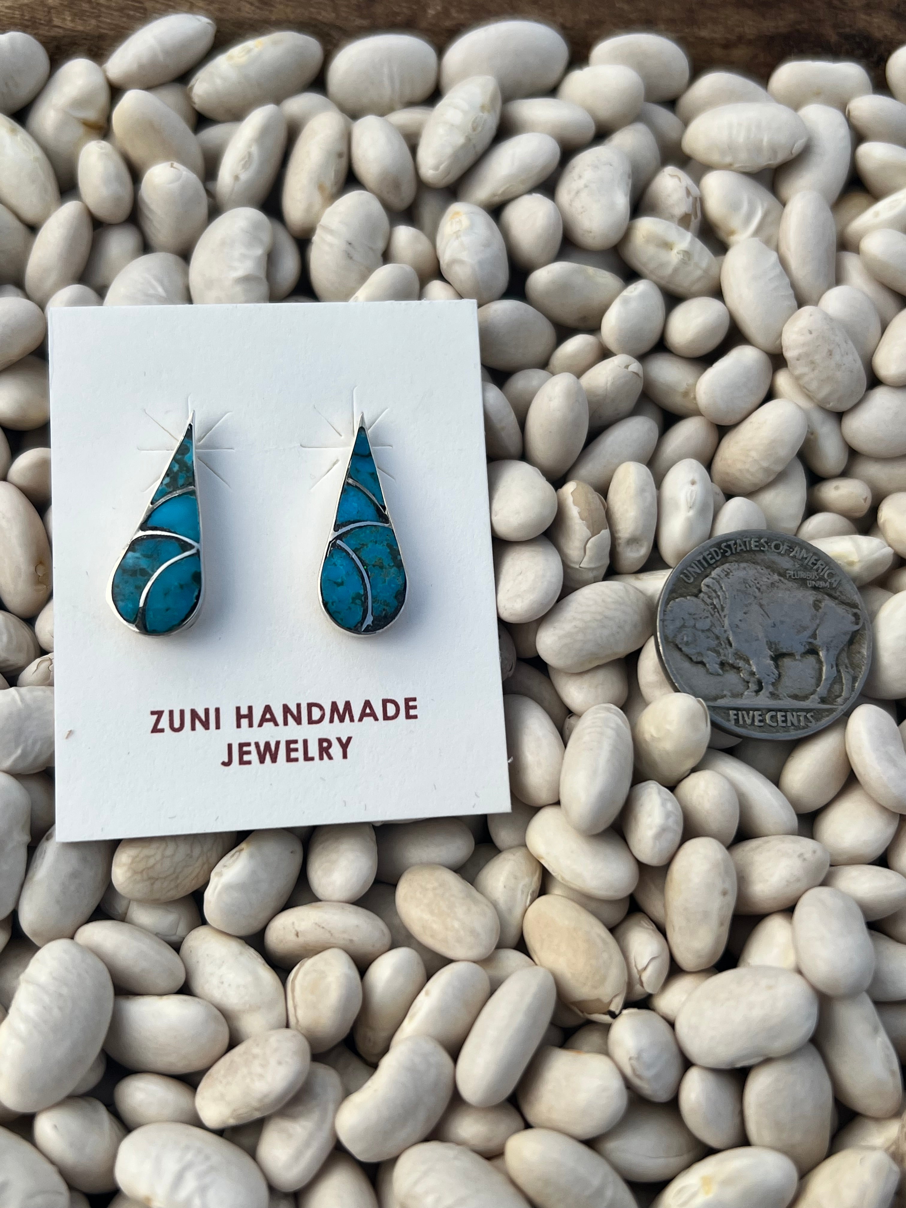 Turquoise Inlay Teardrop Earrings