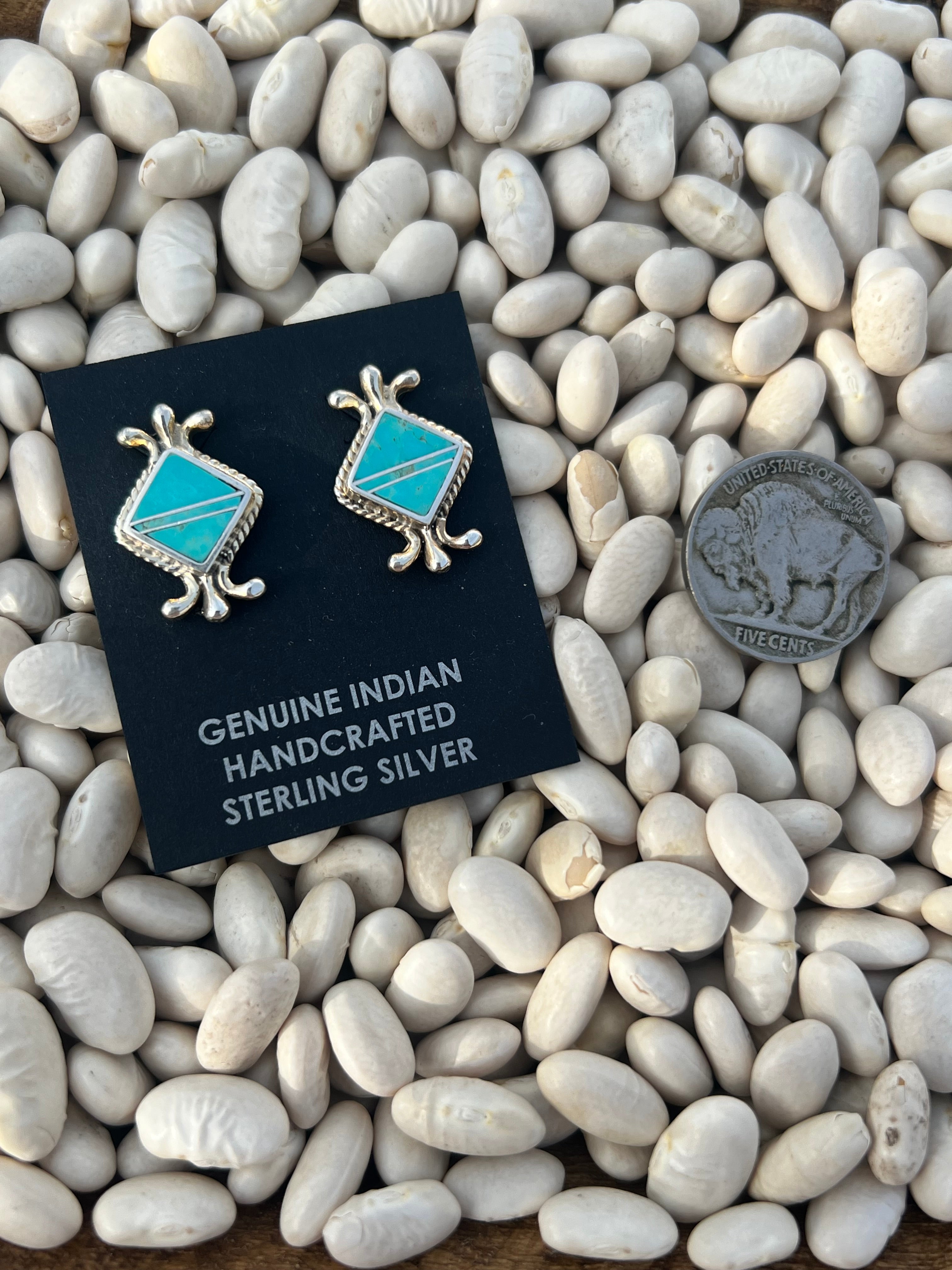 Fancy Diamond Turquoise Earrings