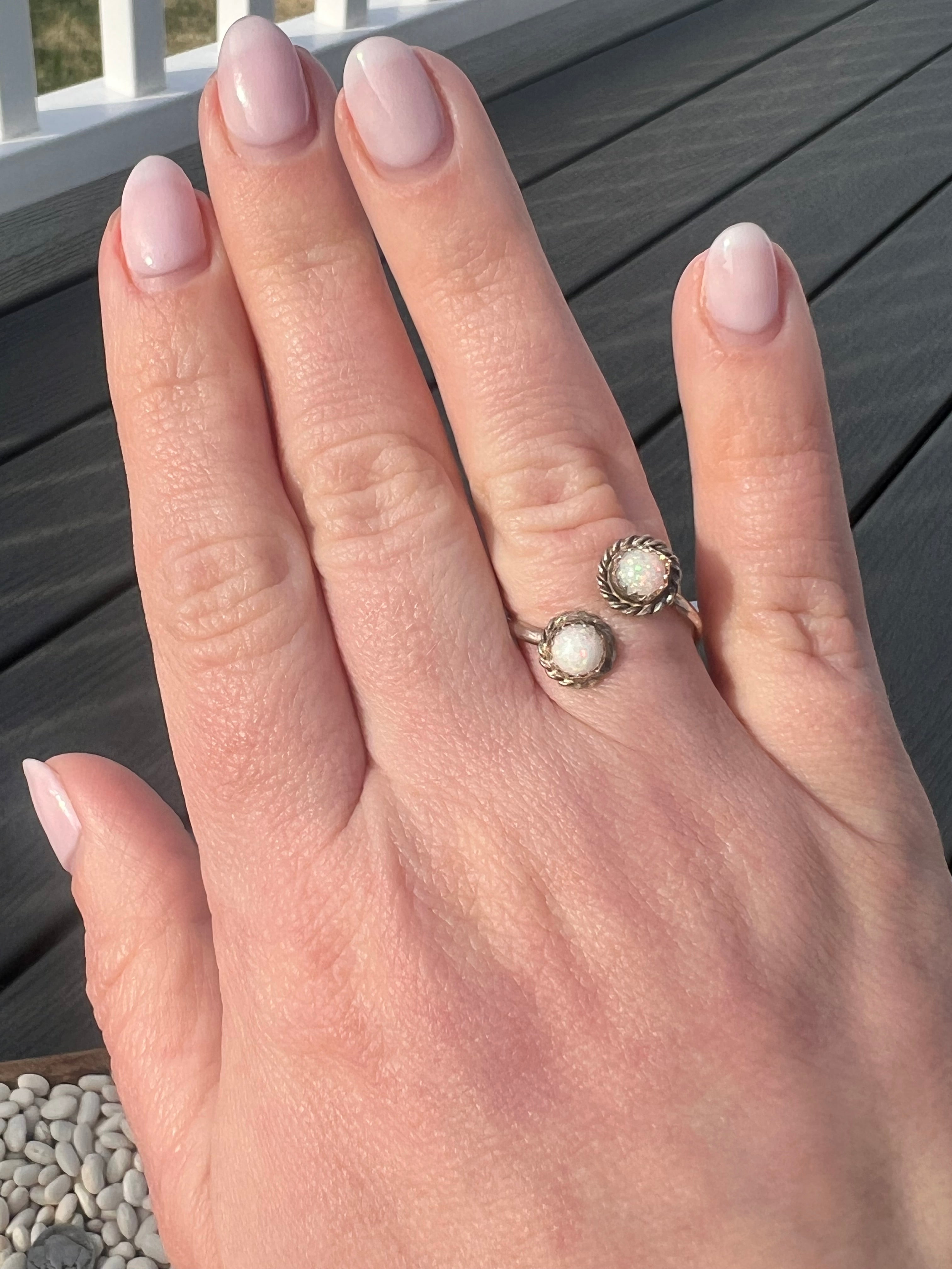 Dainty Opal Bypass Ring