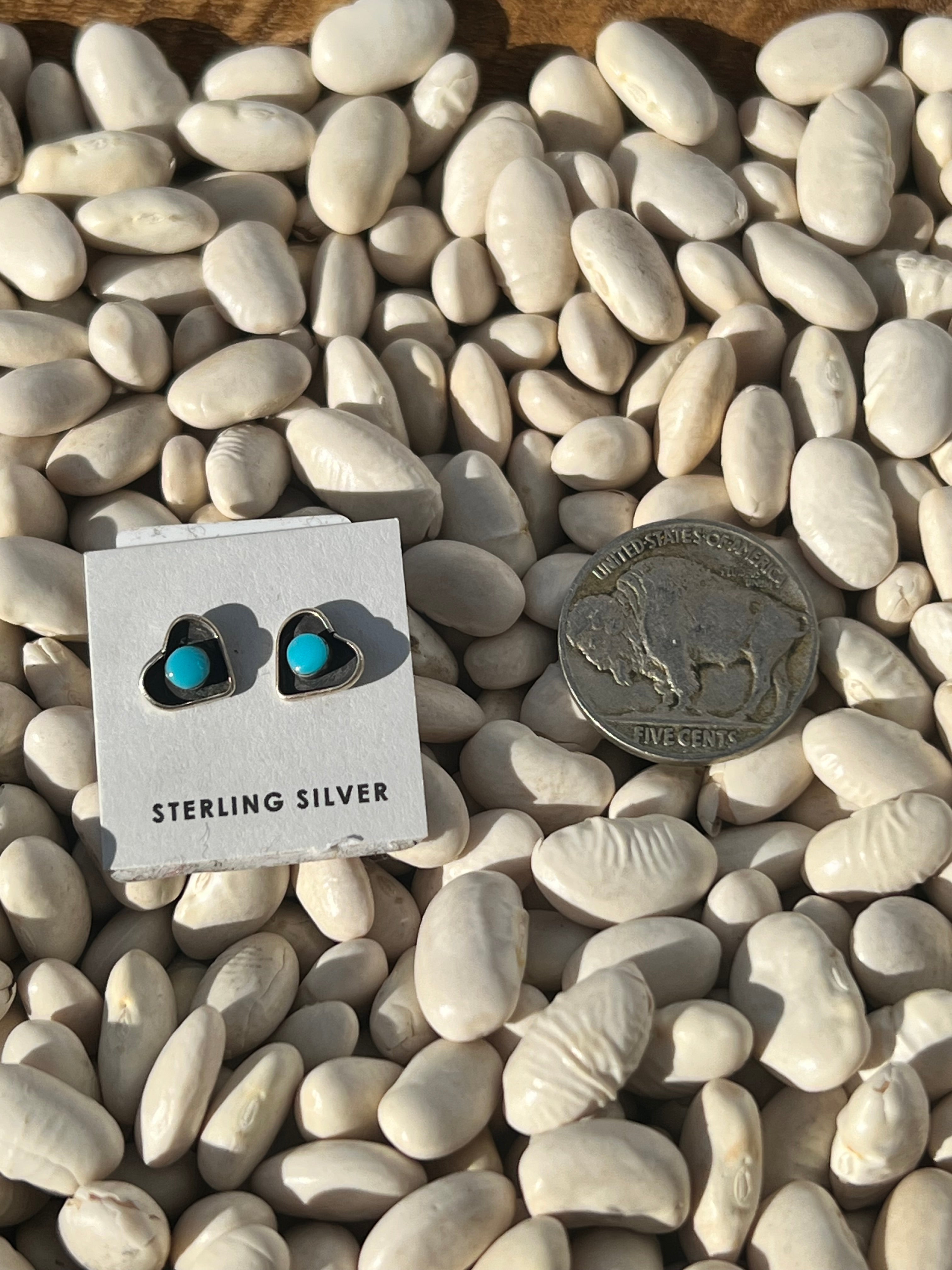 Turquoise Dot Heart Studs