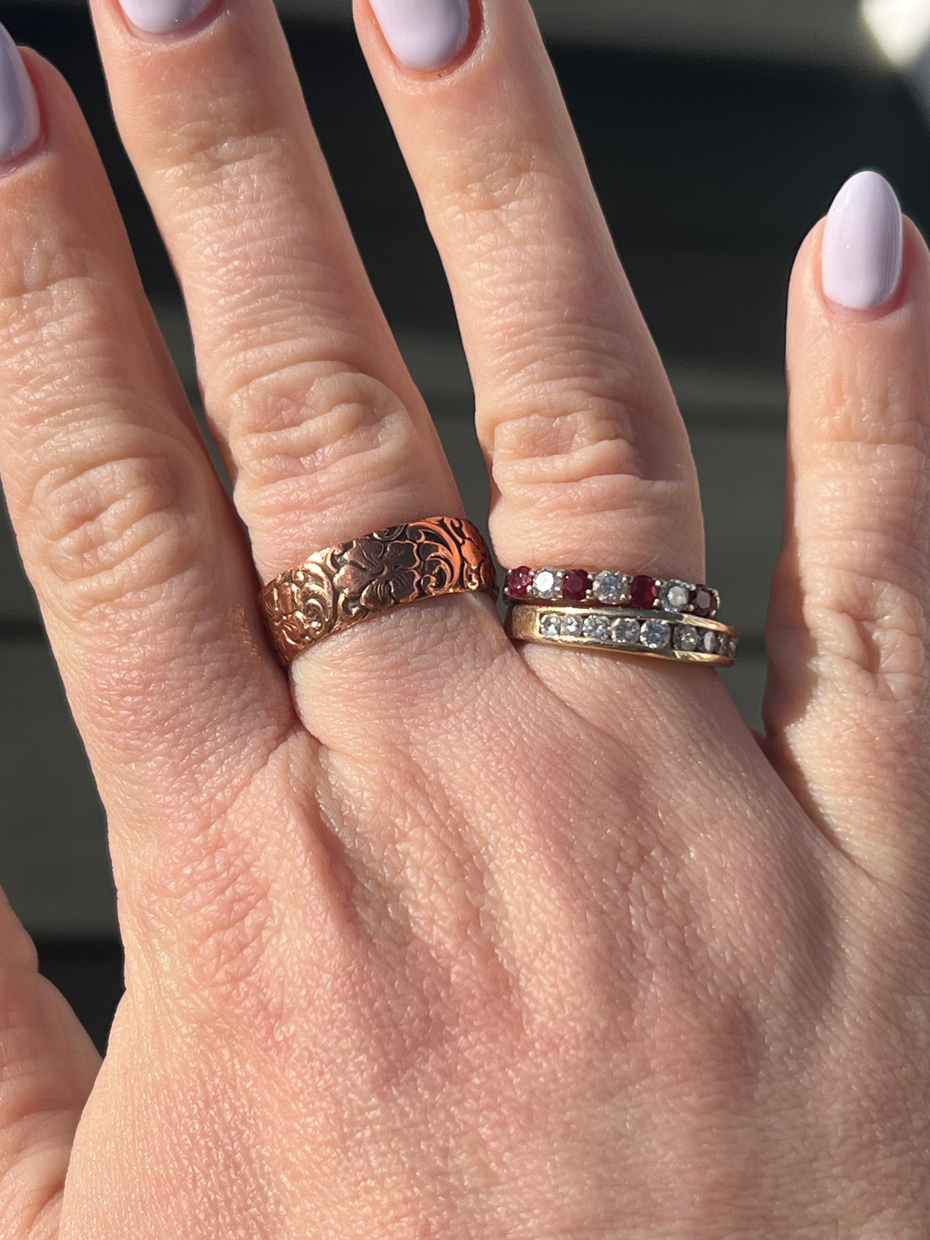 Floral Hand Tooled Copper Band