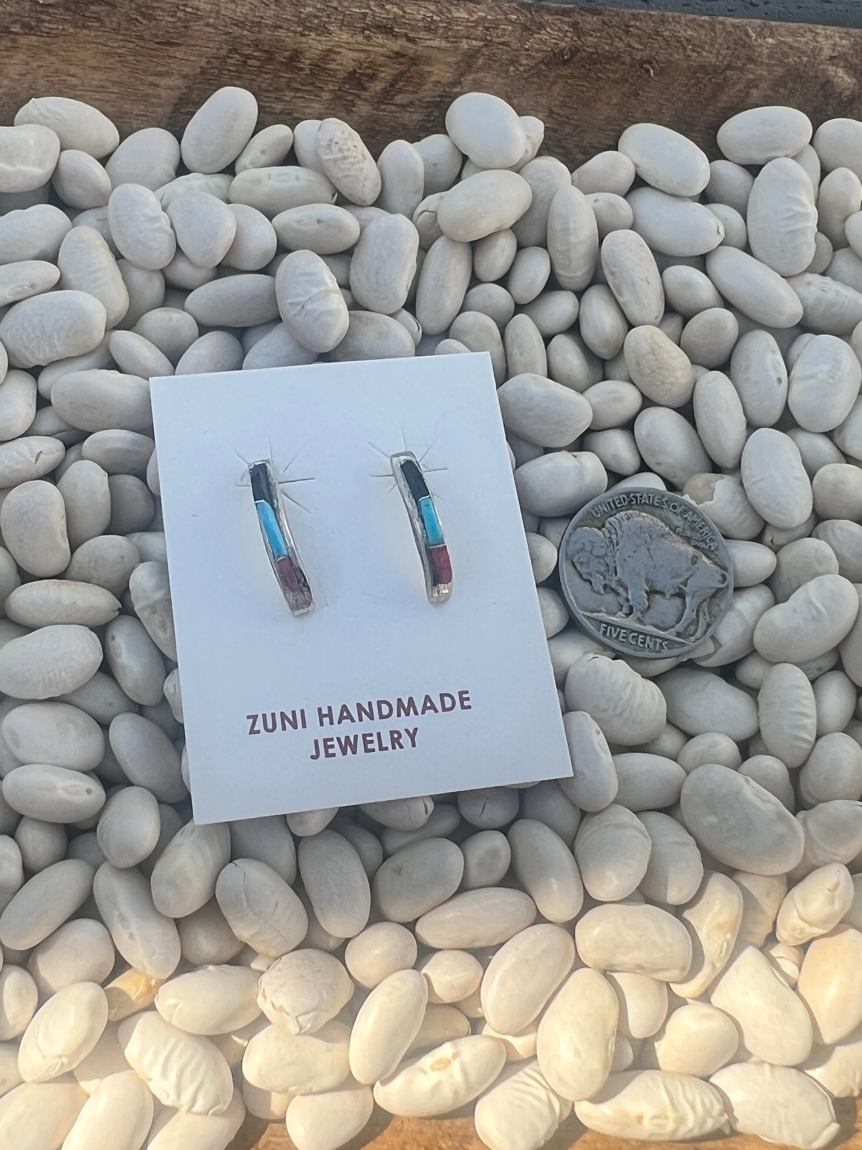 Multi- Stone Inlay Half Hoops