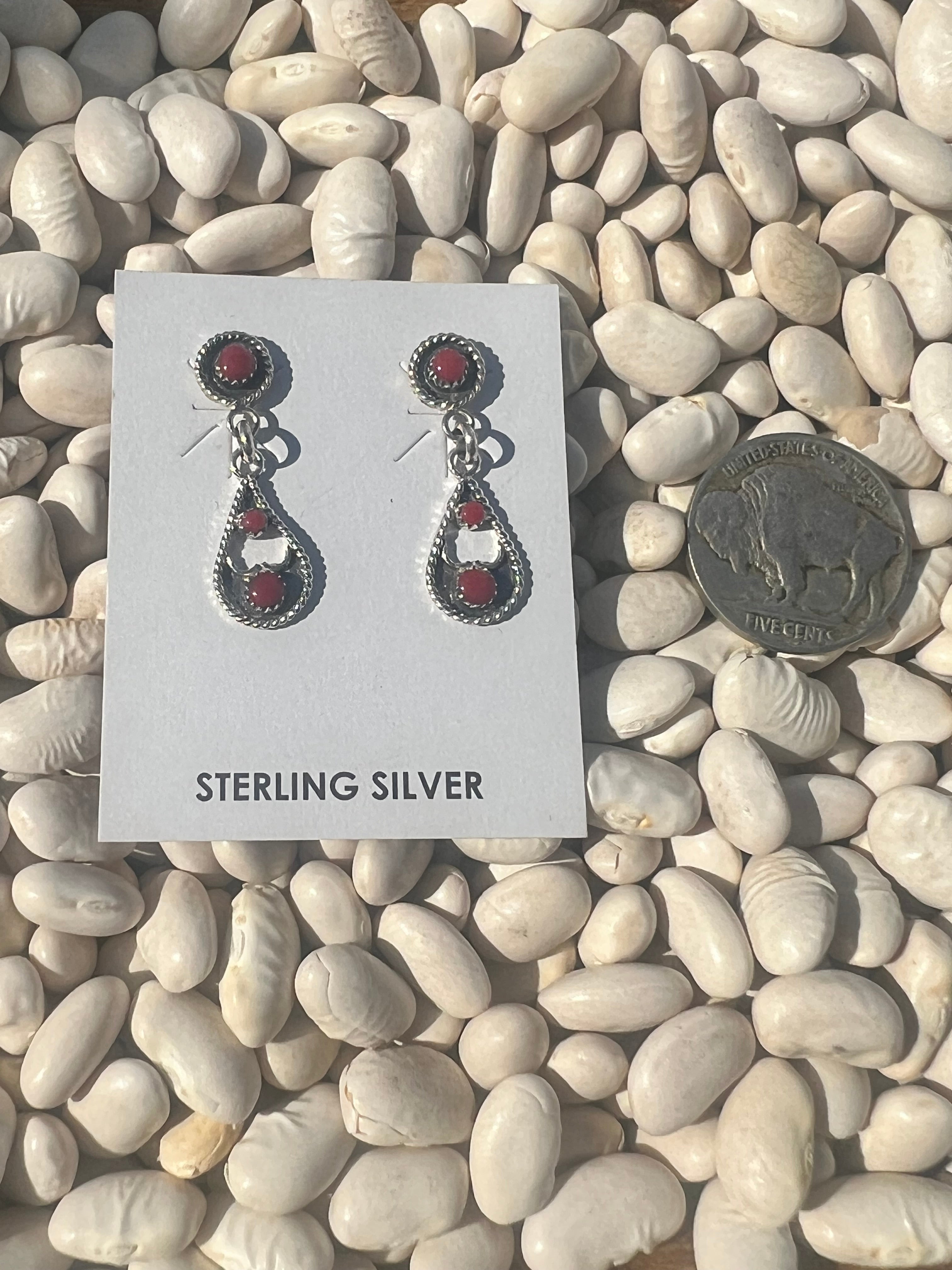 Red Coral Stud Dangles