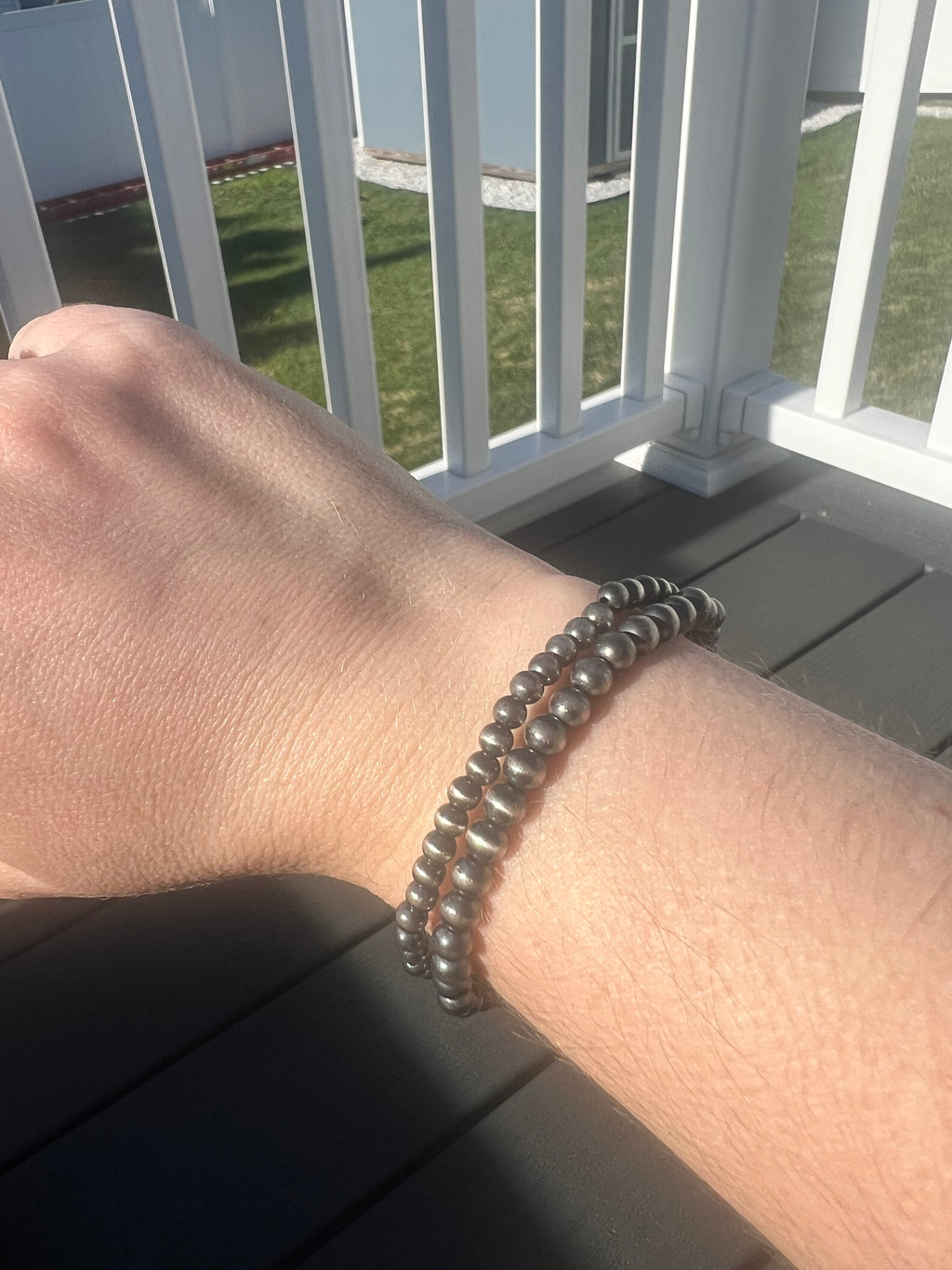 Sterling Pearl Stretch Bracelet- different bead sizes available
