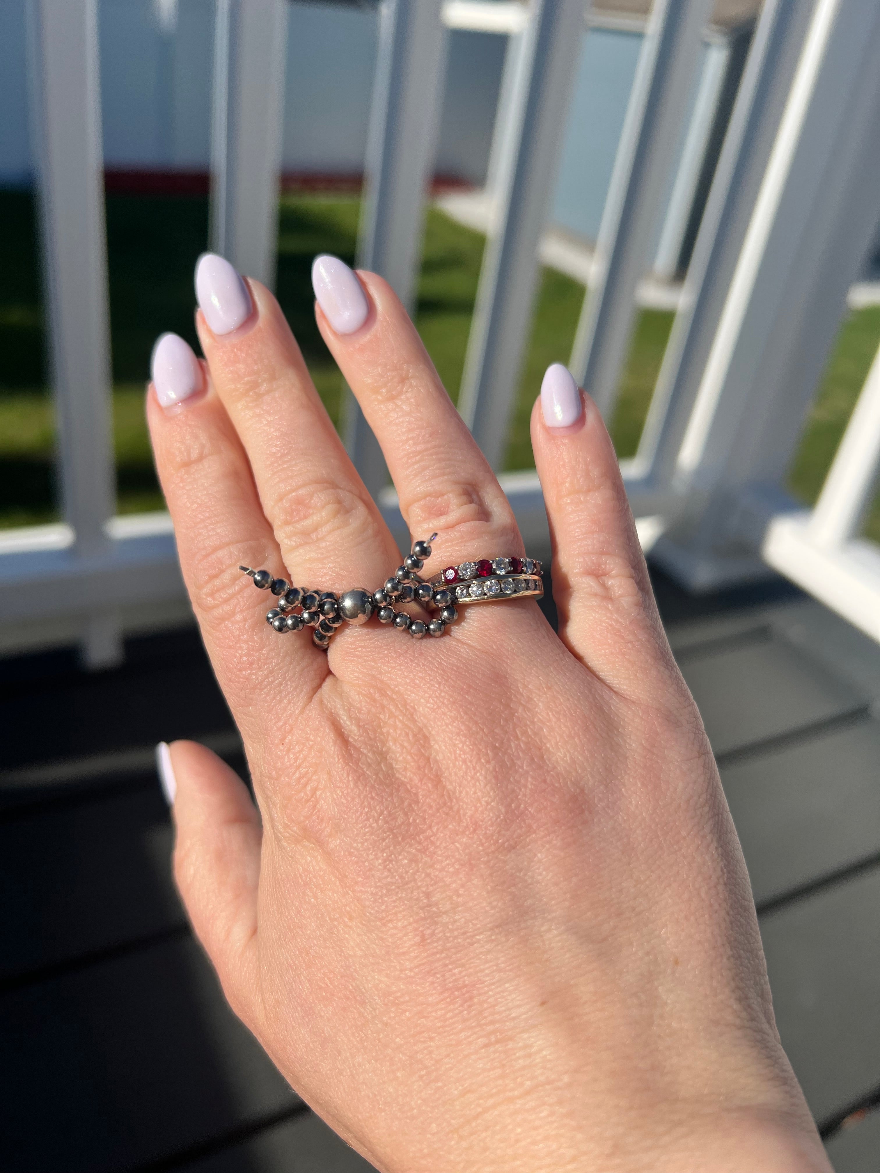 Sterling Pearl Stretch Bow Ring