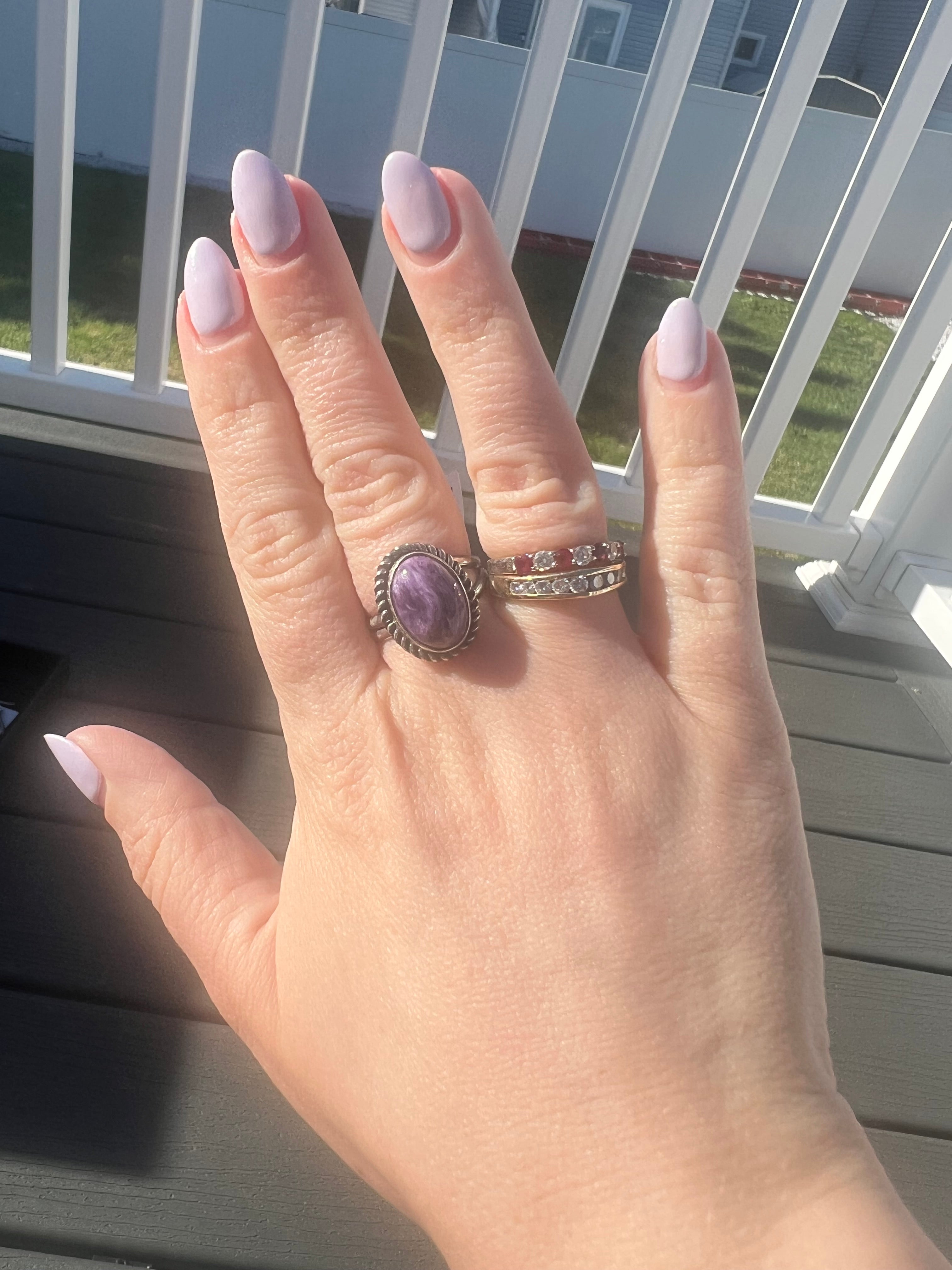 Charoite Jellybean Ring