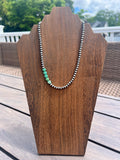 Sterling Pearl and Turquoise Heart Necklace