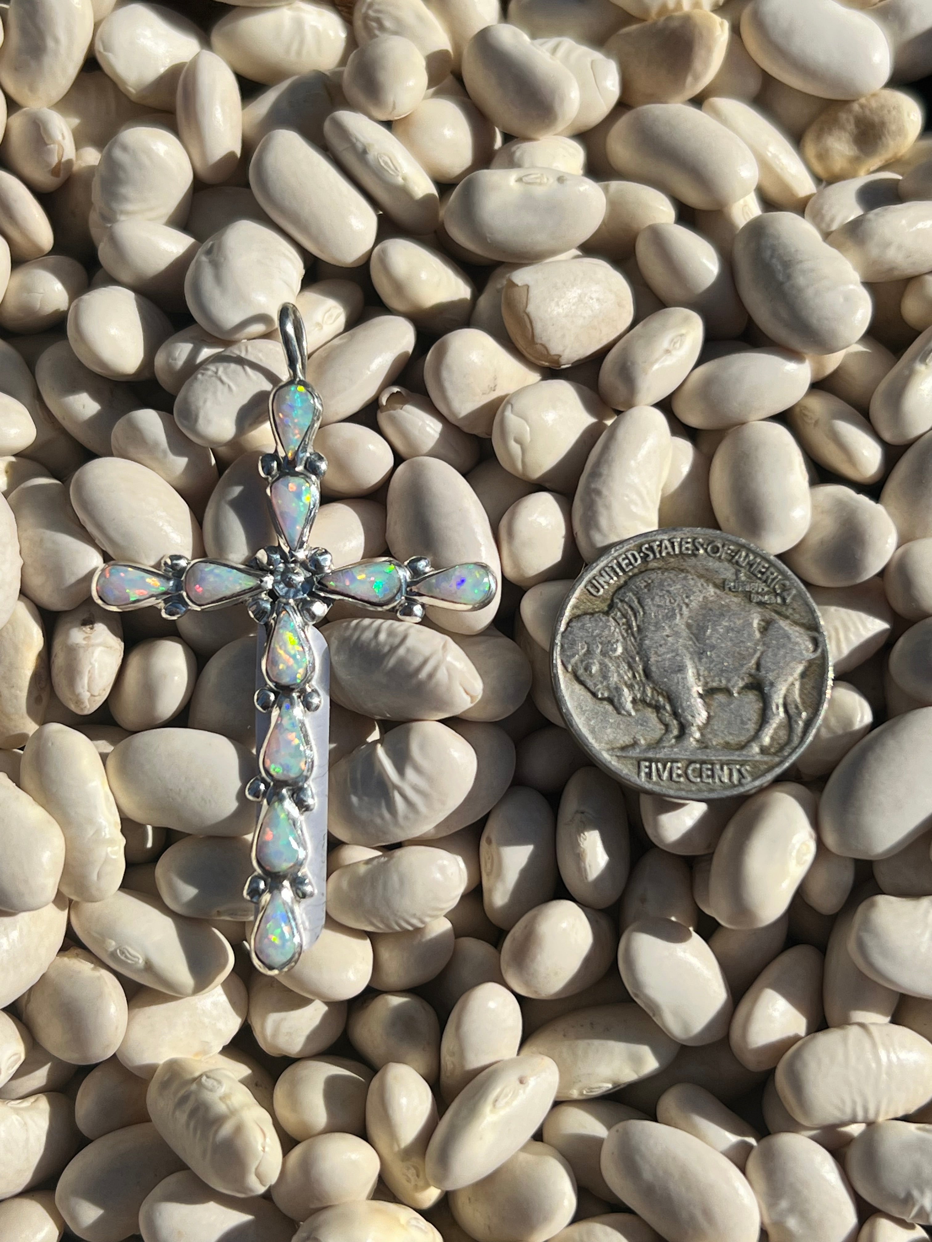 White Opal Cross Pendant