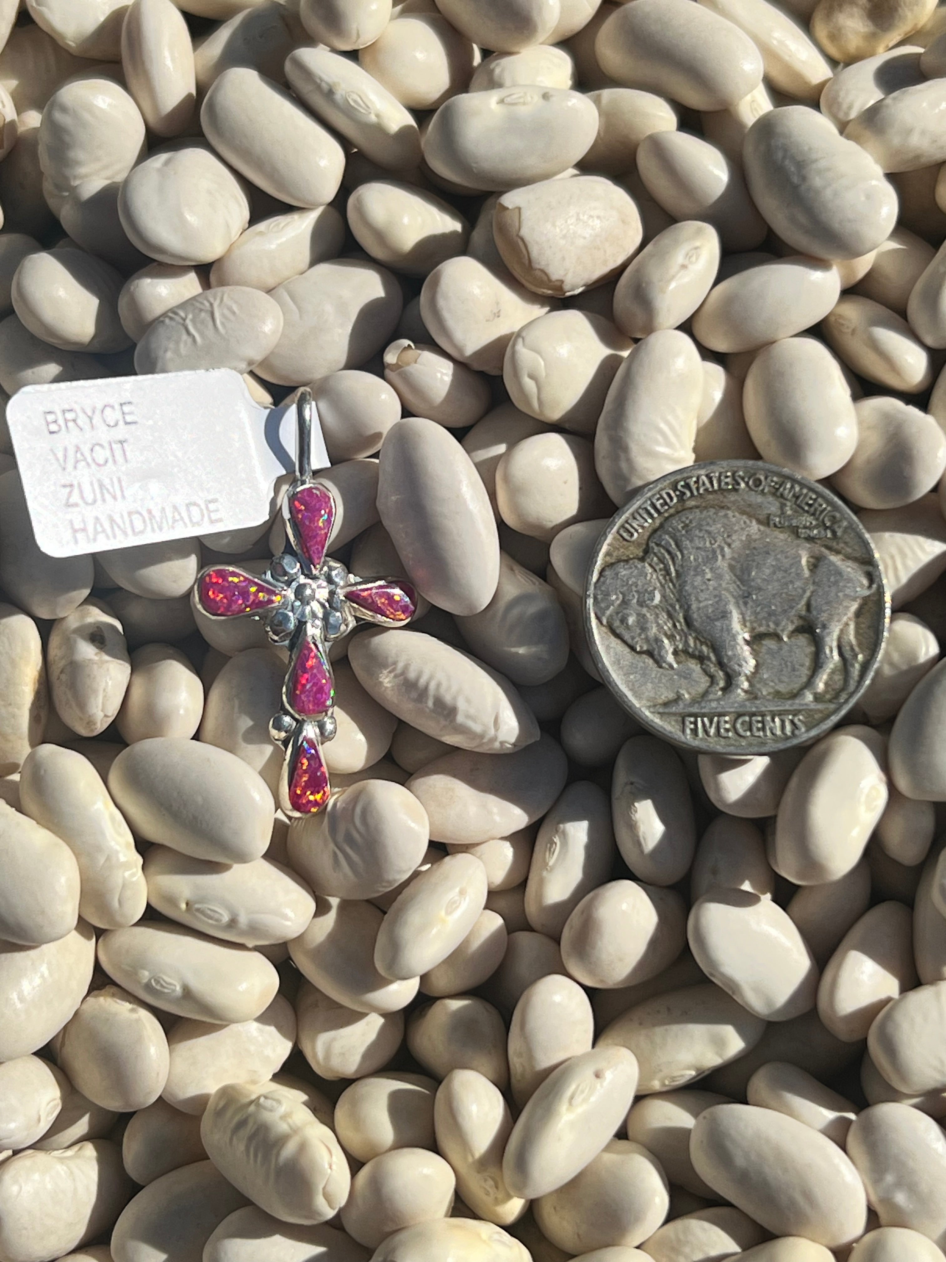 Pink Opal Mini Cross Pendant
