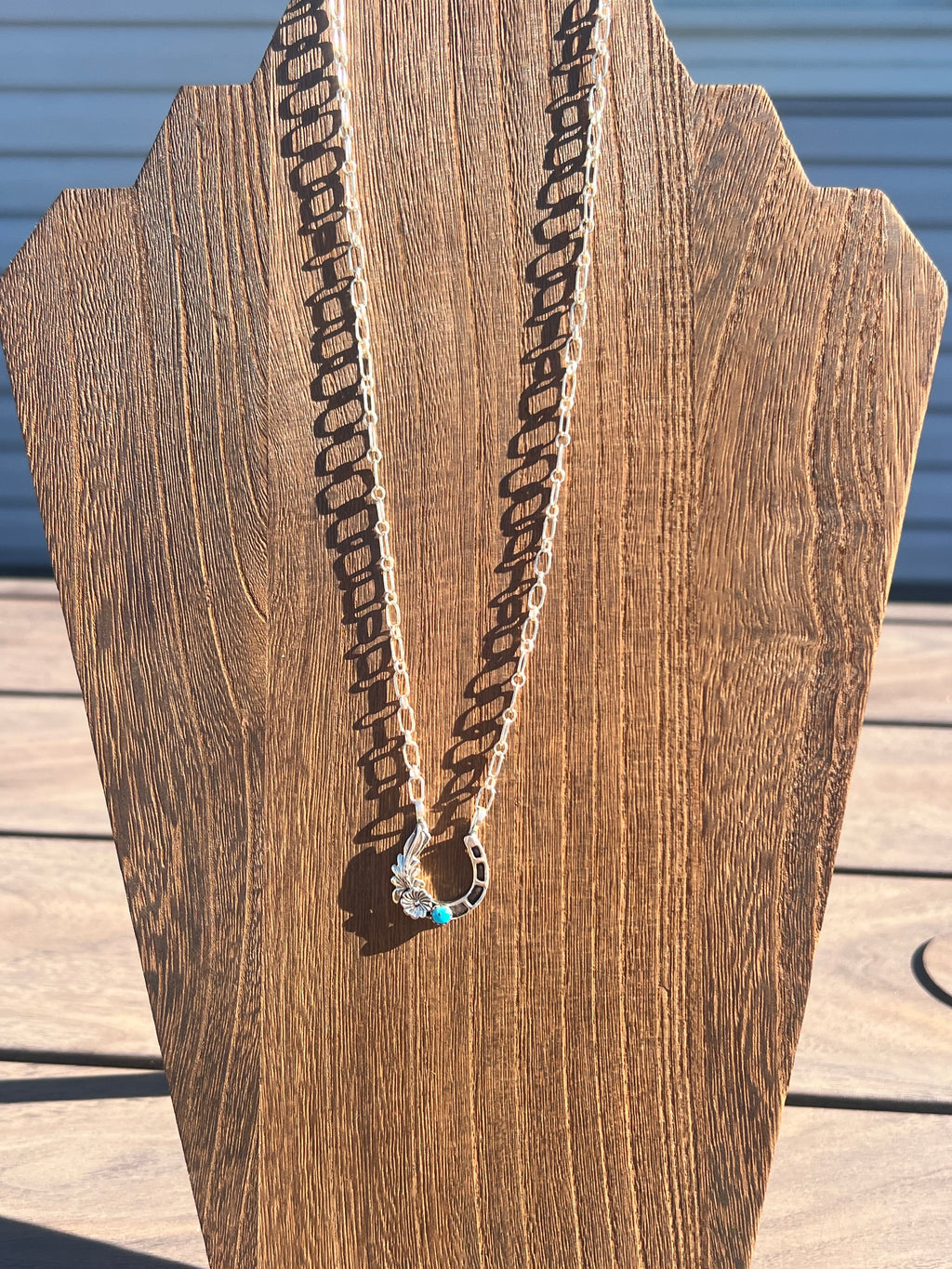 Floral and Turquoise Horseshoe Necklace