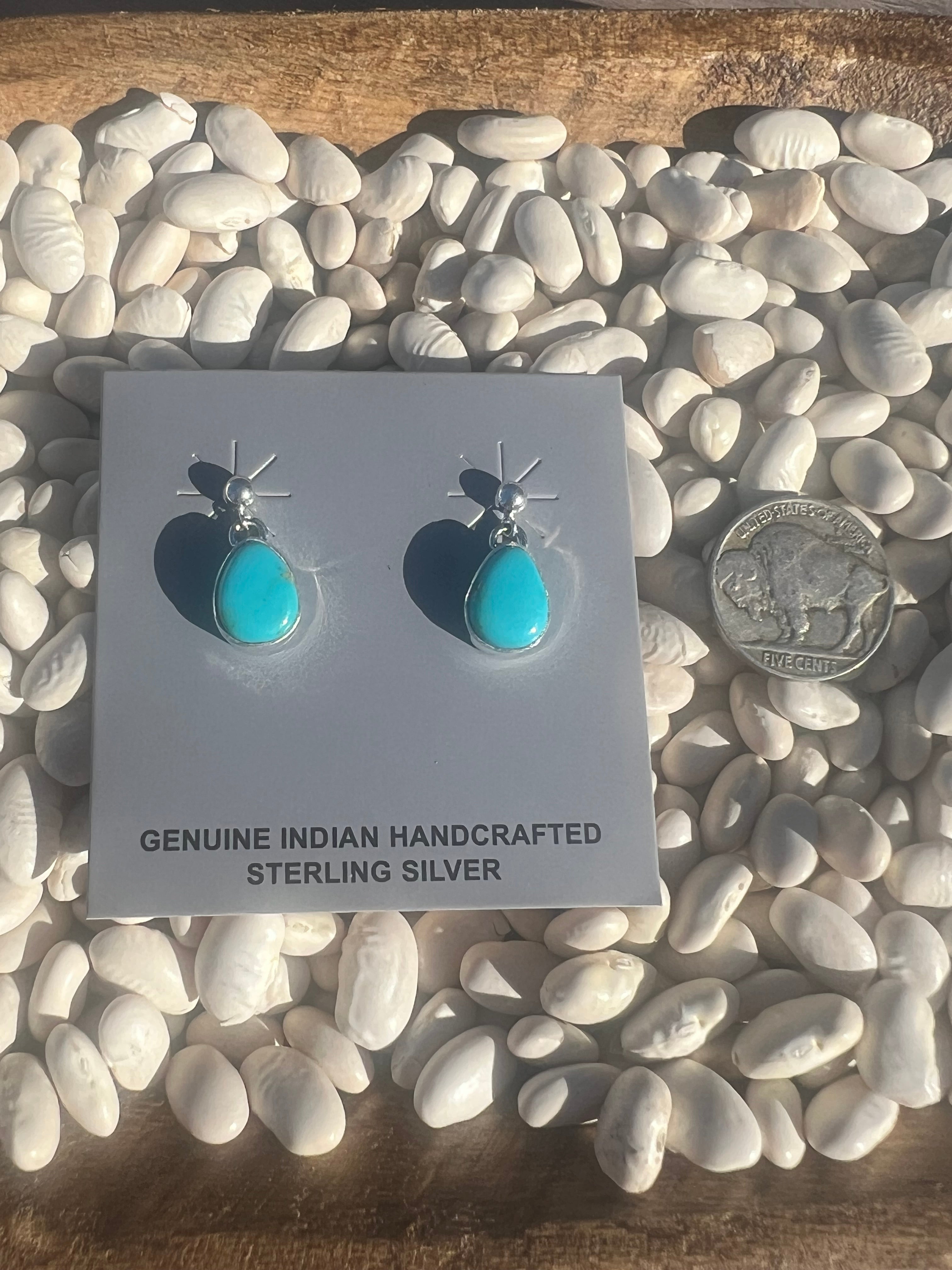 Turquoise Teardrop Post Back Dangles