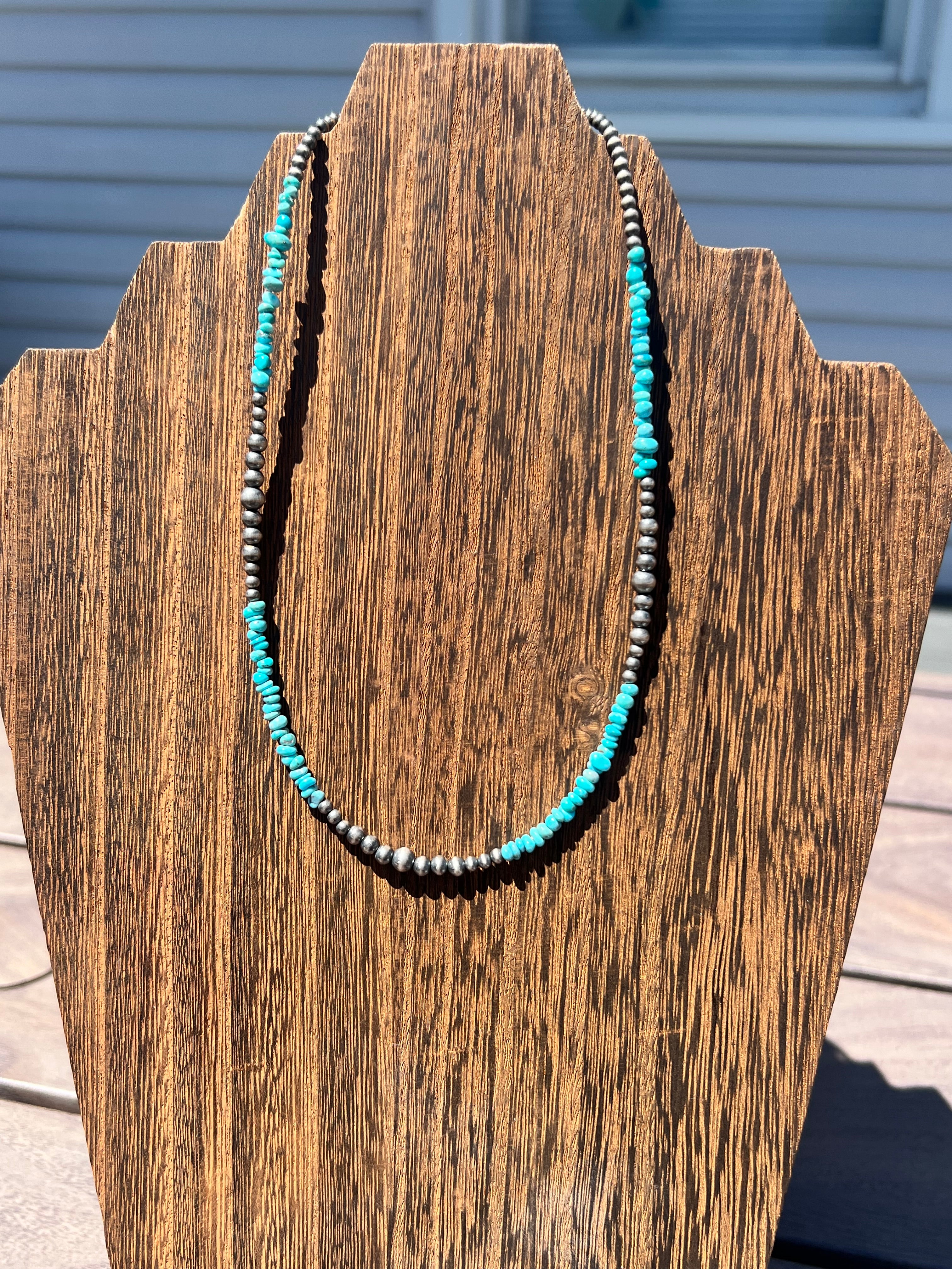 Sky Horse Nugget and Sterling Pearl Necklace