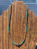 Cloud Mountain Turquoise and Sterling Pearl with Saucer Bead Necklace