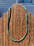 Cloud Mountain Turquoise and Sterling Pearl Necklace