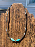 Turquoise Torpedo and Sterling Pearl Necklace