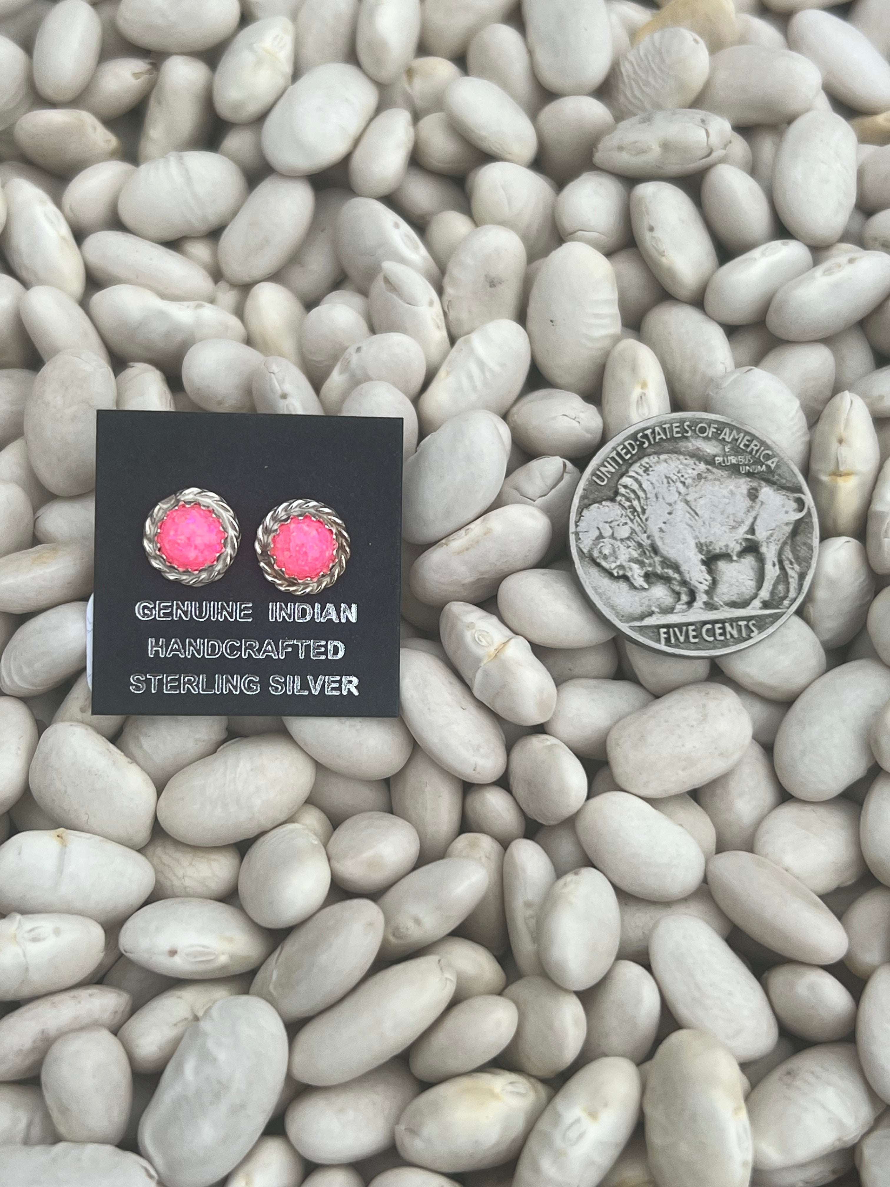 Hot Pink Opal Studs