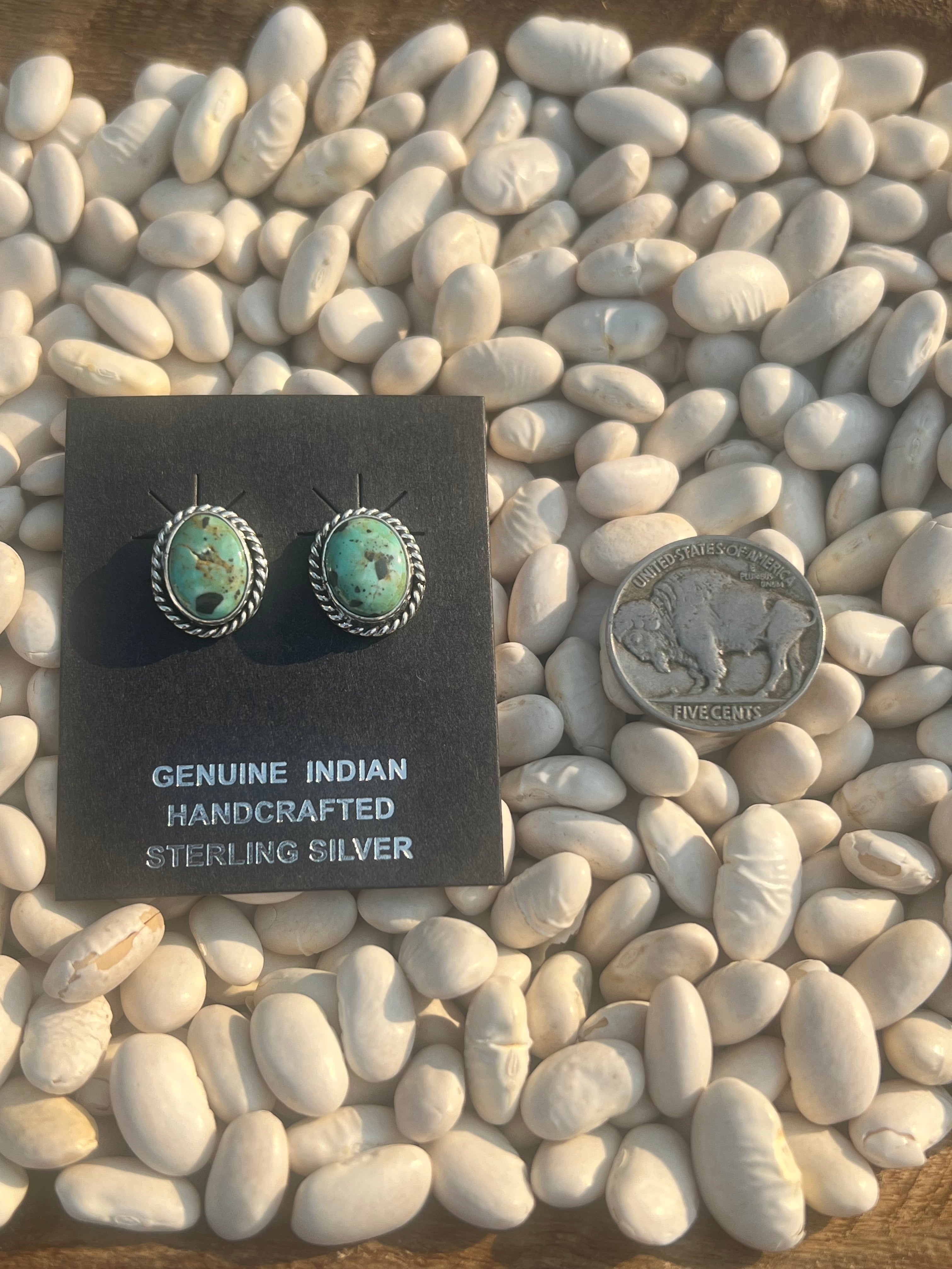 Green Oval Studs
